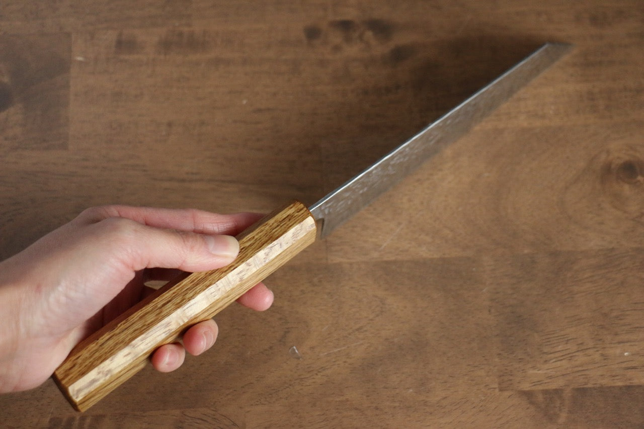 Seisuke Tsukikage AUS10 Migaki Finished Hammered Damascus Bunka 170mm Oak Handle - Japanny - Best Japanese Knife
