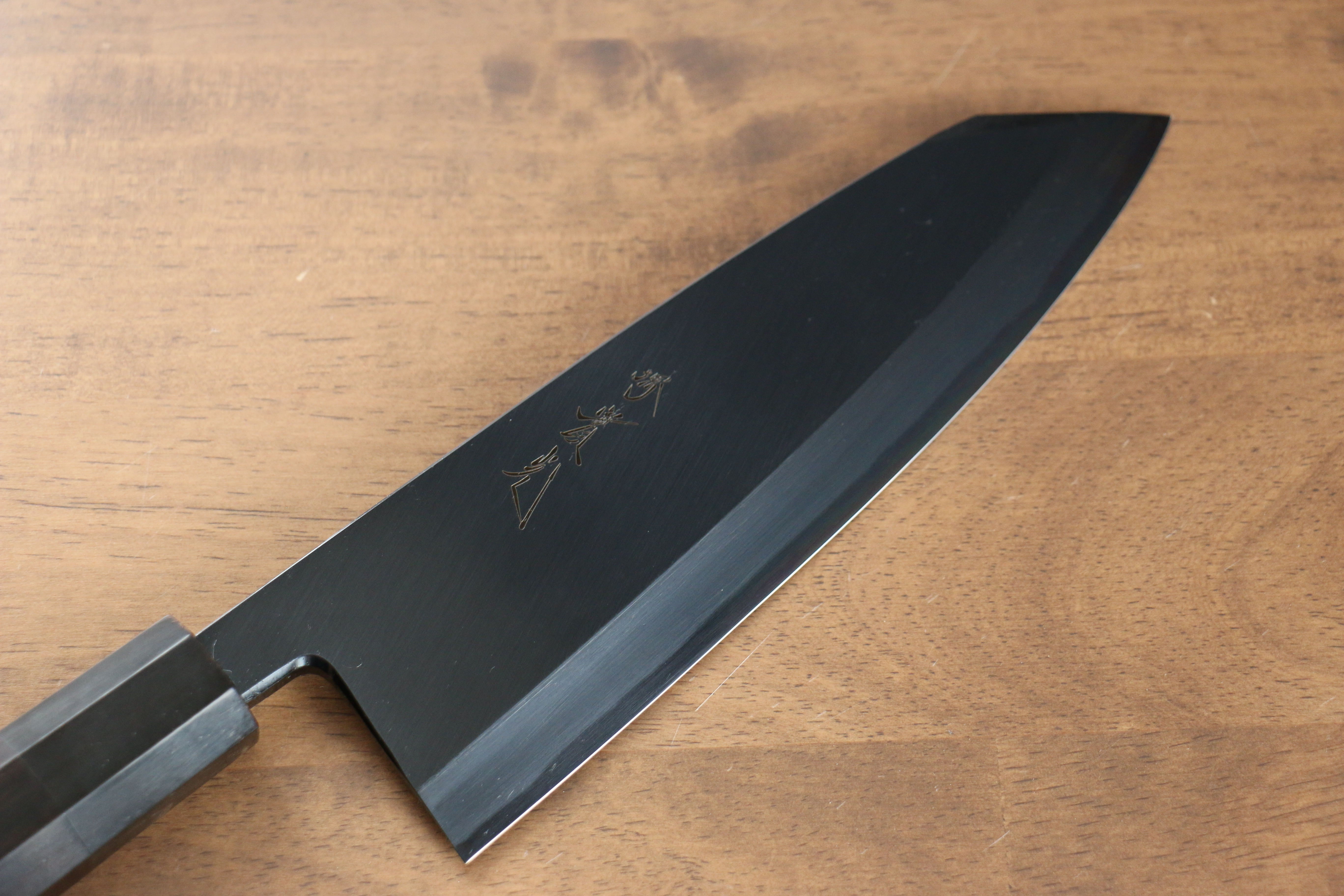 Jikko Ginza White Steel Black dyeing Kiritsuke Deba  180mm Ebony Wood Handle - Japanny - Best Japanese Knife
