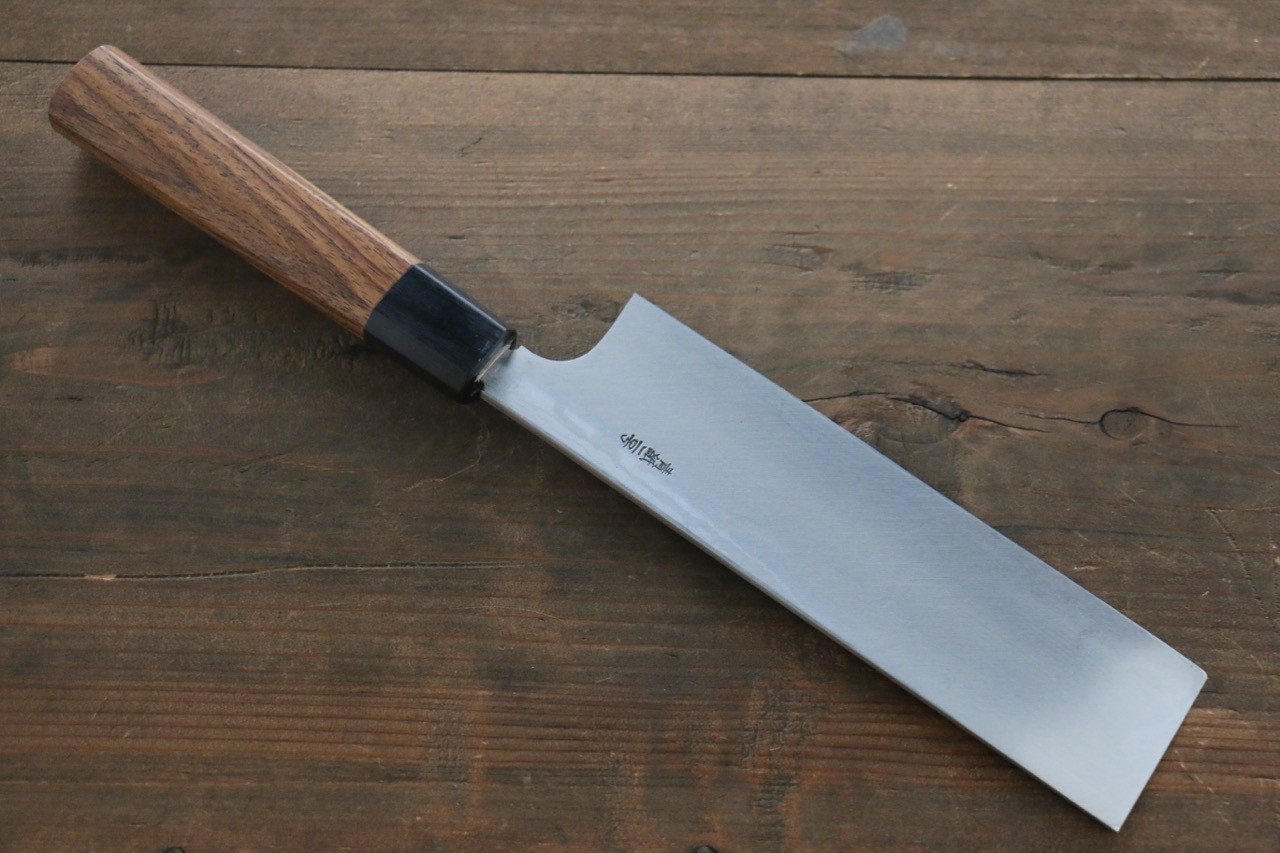 Hideo Kitaoka Blue Steel No.2 Damascus Kakugata Usuba 165mm Shitan Handle - Japanny - Best Japanese Knife