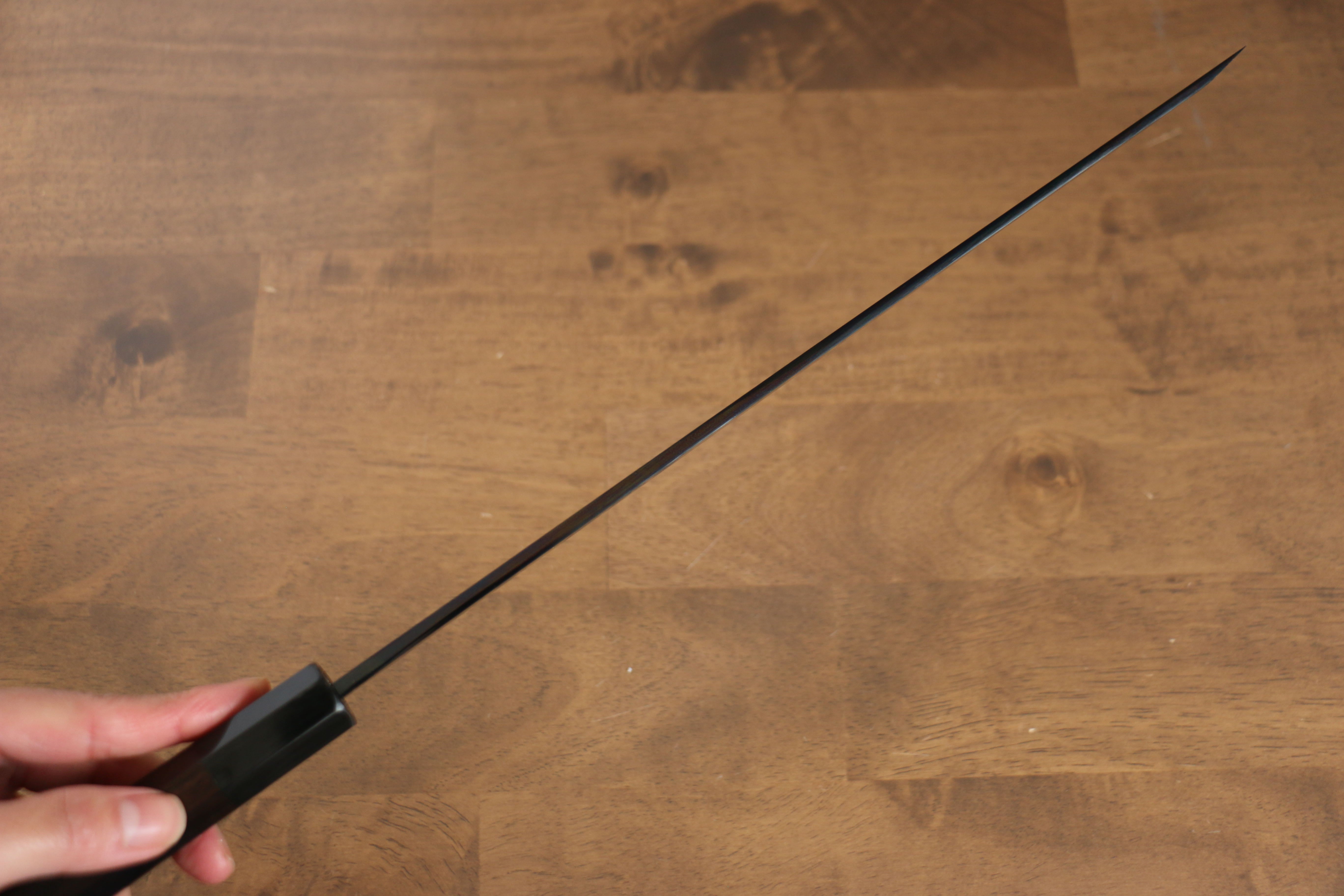 Jikko Ginza White Steel Black dyeing Sakimaru Yanagiba  300mm Ebony Wood Handle - Japanny - Best Japanese Knife