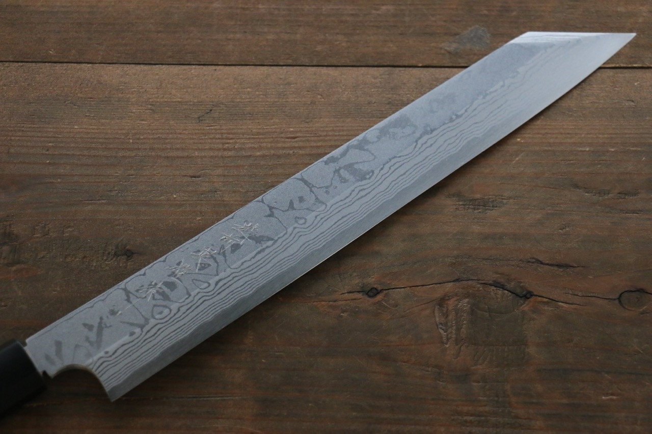 Hideo Kitaoka Blue Steel No.2 Damascus Kiritsuke Yanagiba 270mm Shitan Handle - Japanny - Best Japanese Knife