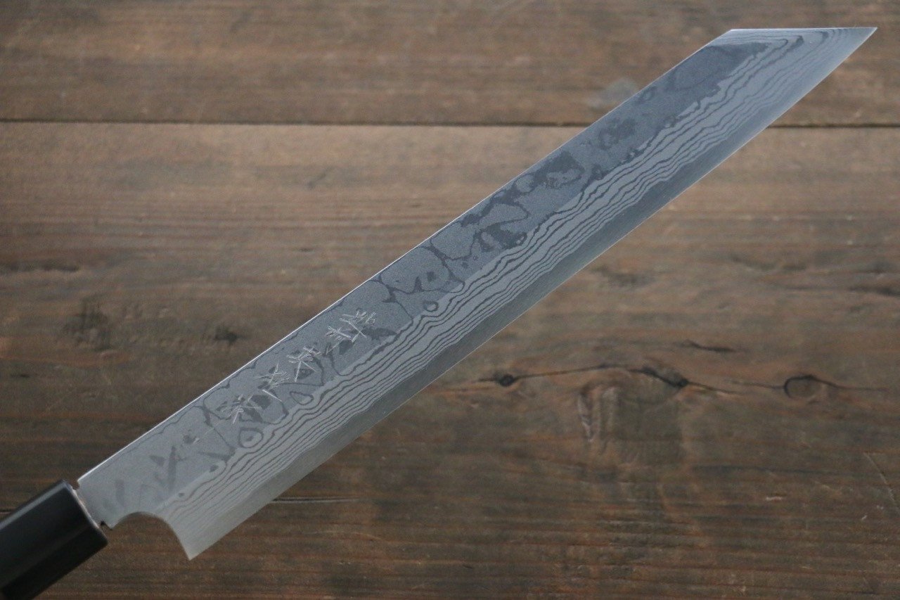 Hideo Kitaoka Blue Steel No.2 Damascus Kiritsuke Yanagiba 210mm Shitan Handle - Japanny - Best Japanese Knife