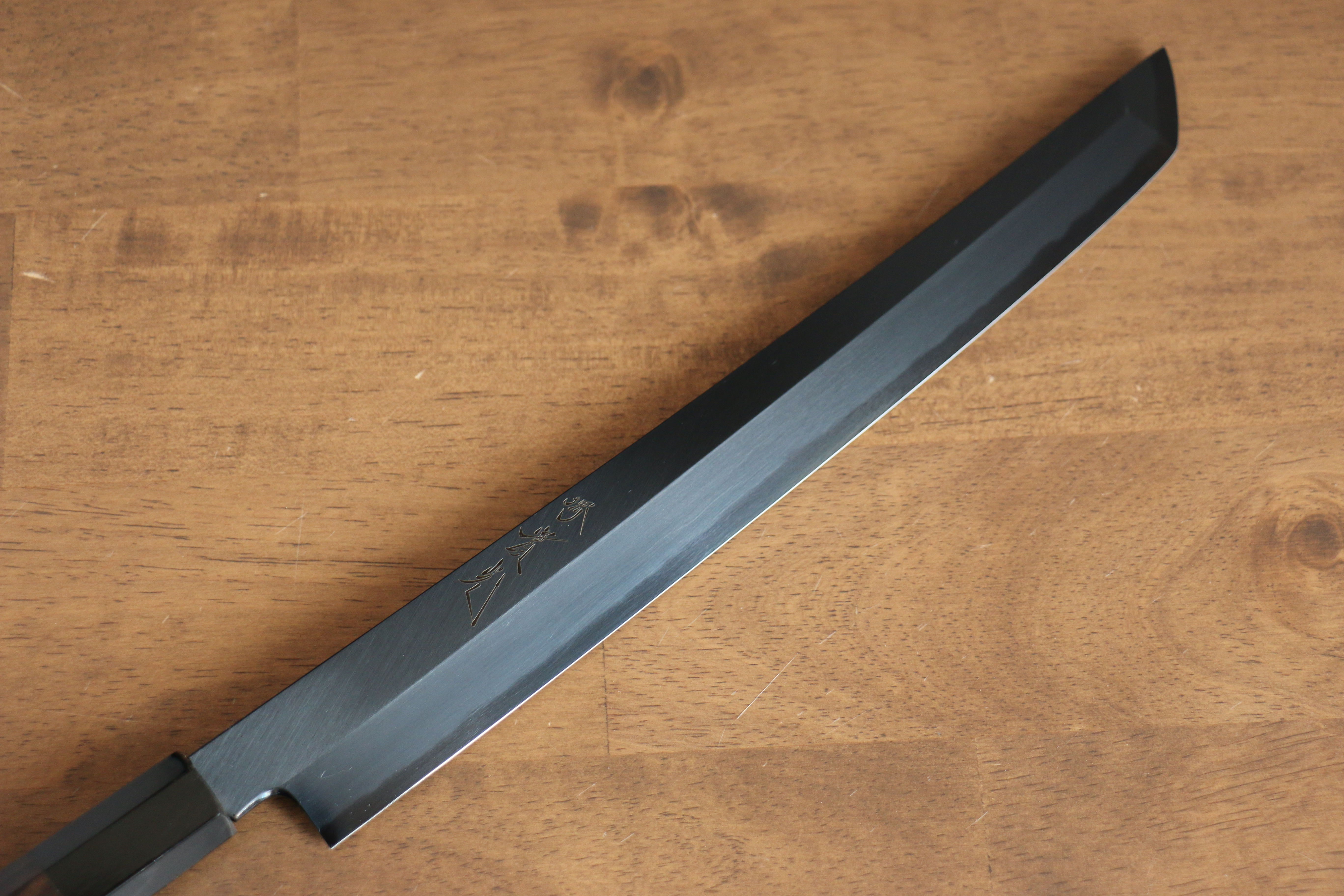 Jikko Ginza White Steel Black dyeing Sakimaru Yanagiba  270mm Ebony Wood Handle - Japanny - Best Japanese Knife
