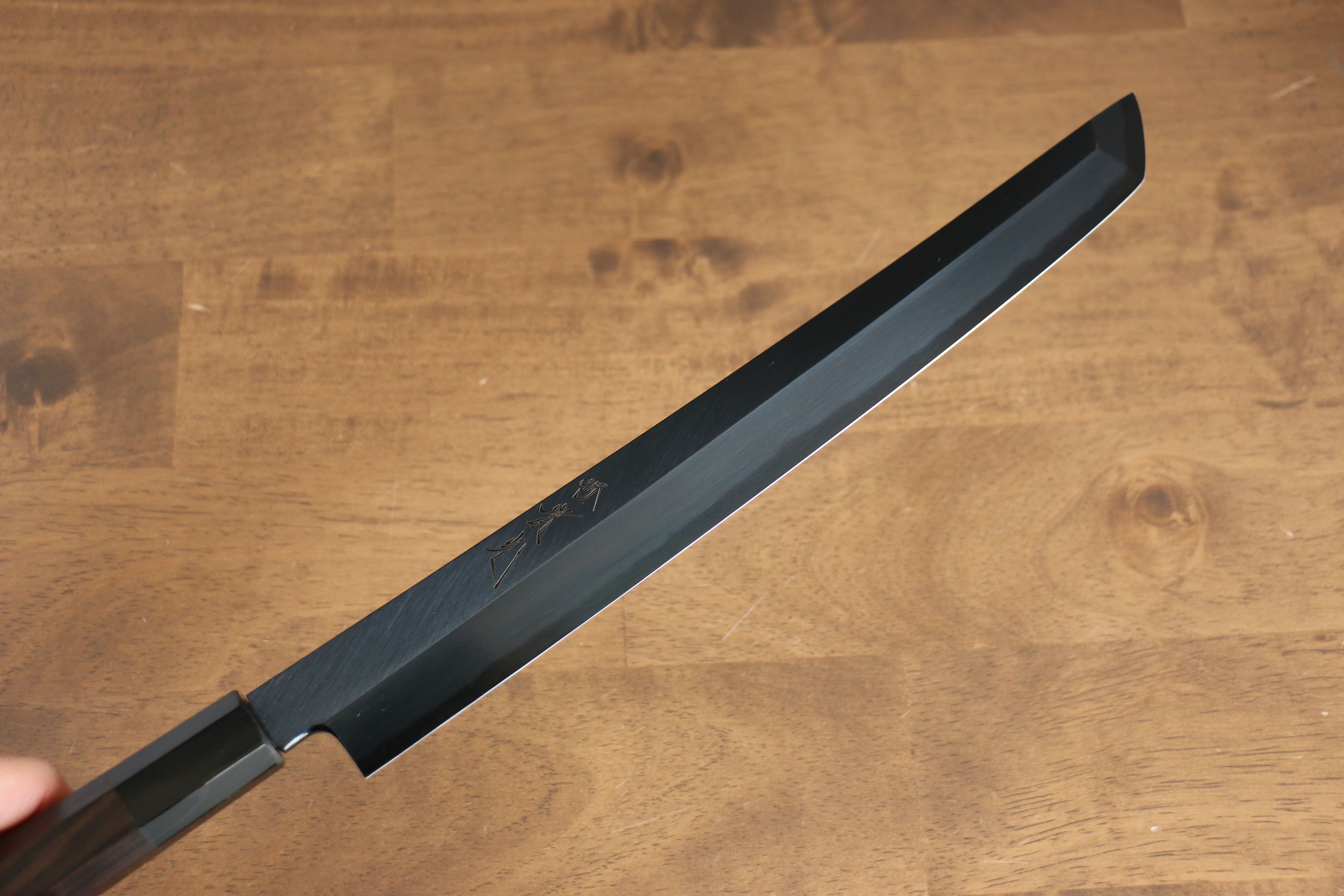 Jikko Ginza White Steel Black dyeing Sakimaru Yanagiba  270mm Ebony Wood Handle - Japanny - Best Japanese Knife