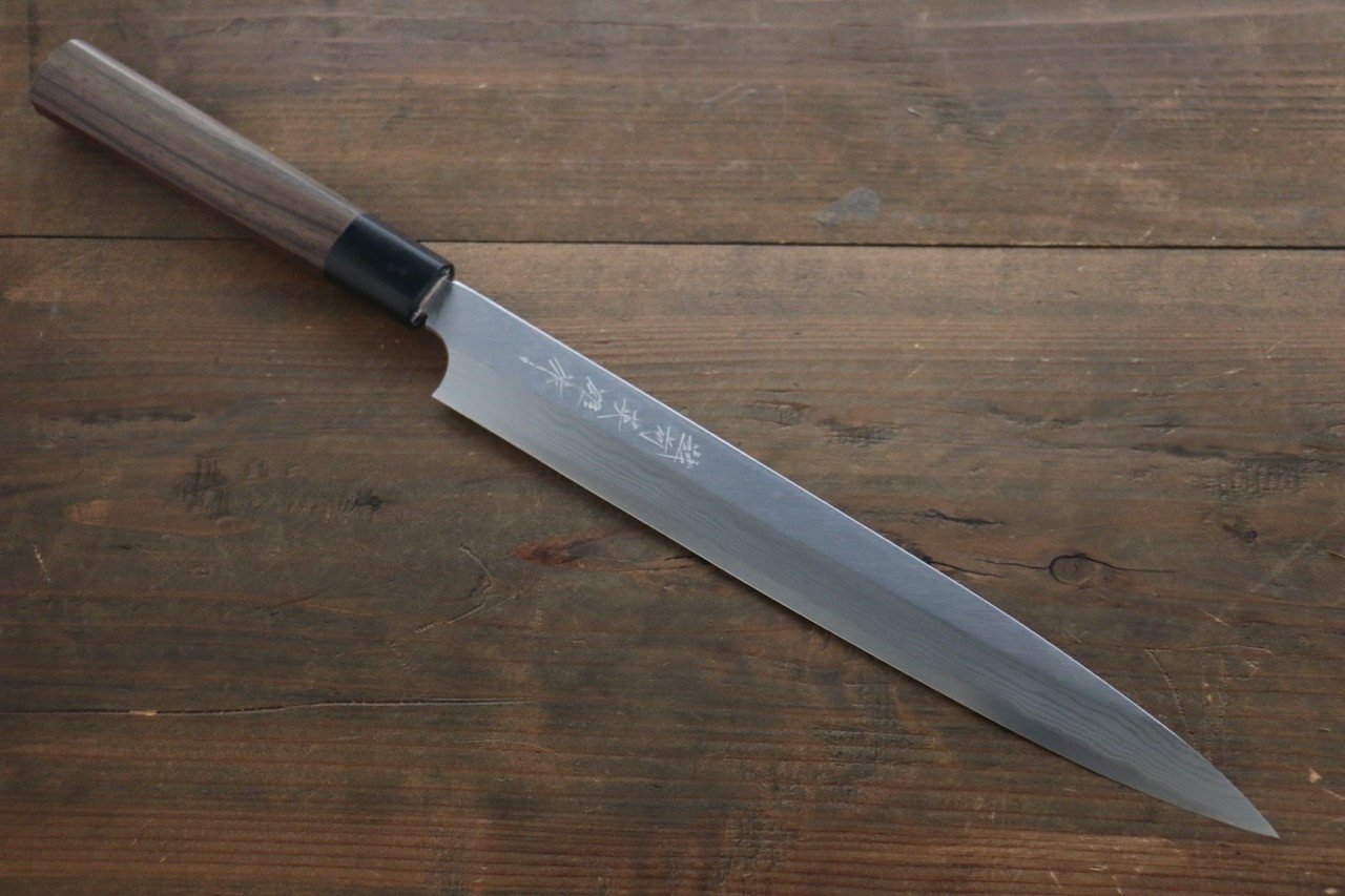 Hideo Kitaoka Blue Steel No.2 Damascus Yanagiba 300mm Shitan Handle - Japanny - Best Japanese Knife