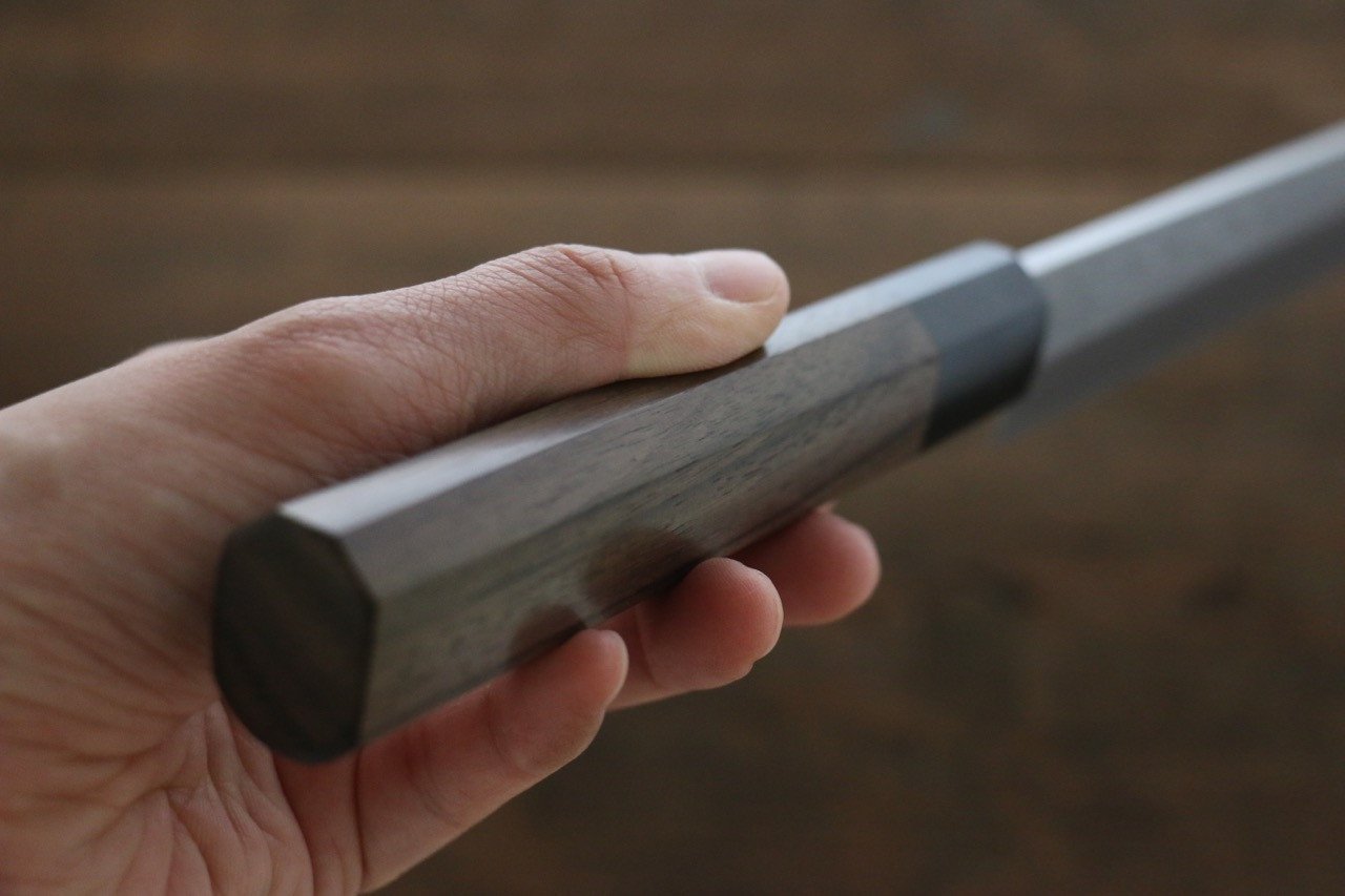 Hideo Kitaoka Blue Steel No.2 Damascus Yanagiba 300mm Shitan Handle - Japanny - Best Japanese Knife