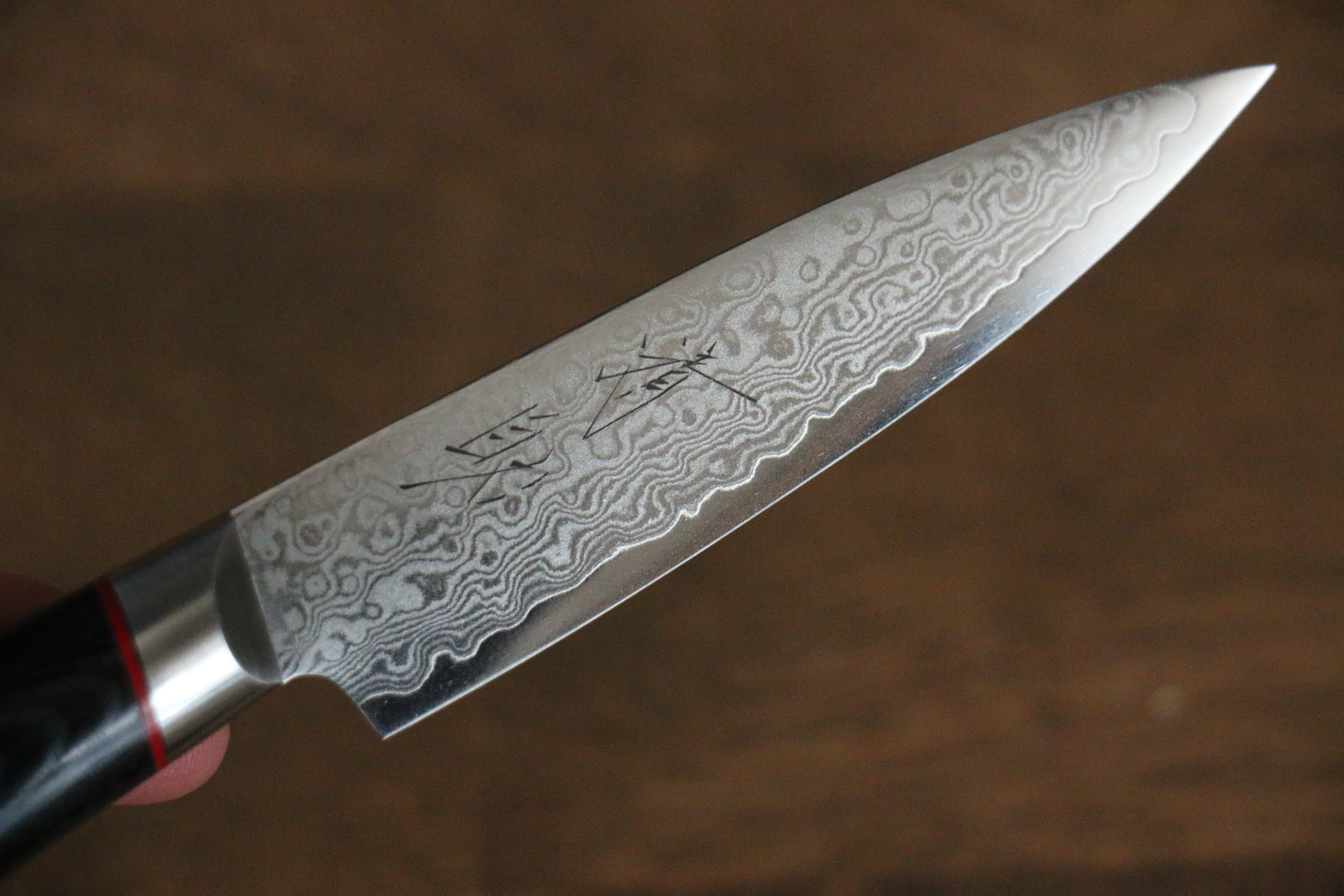 Seisuke Saiun VG10 Damascus Paring 90mm Black Micarta Handle - Japanny - Best Japanese Knife