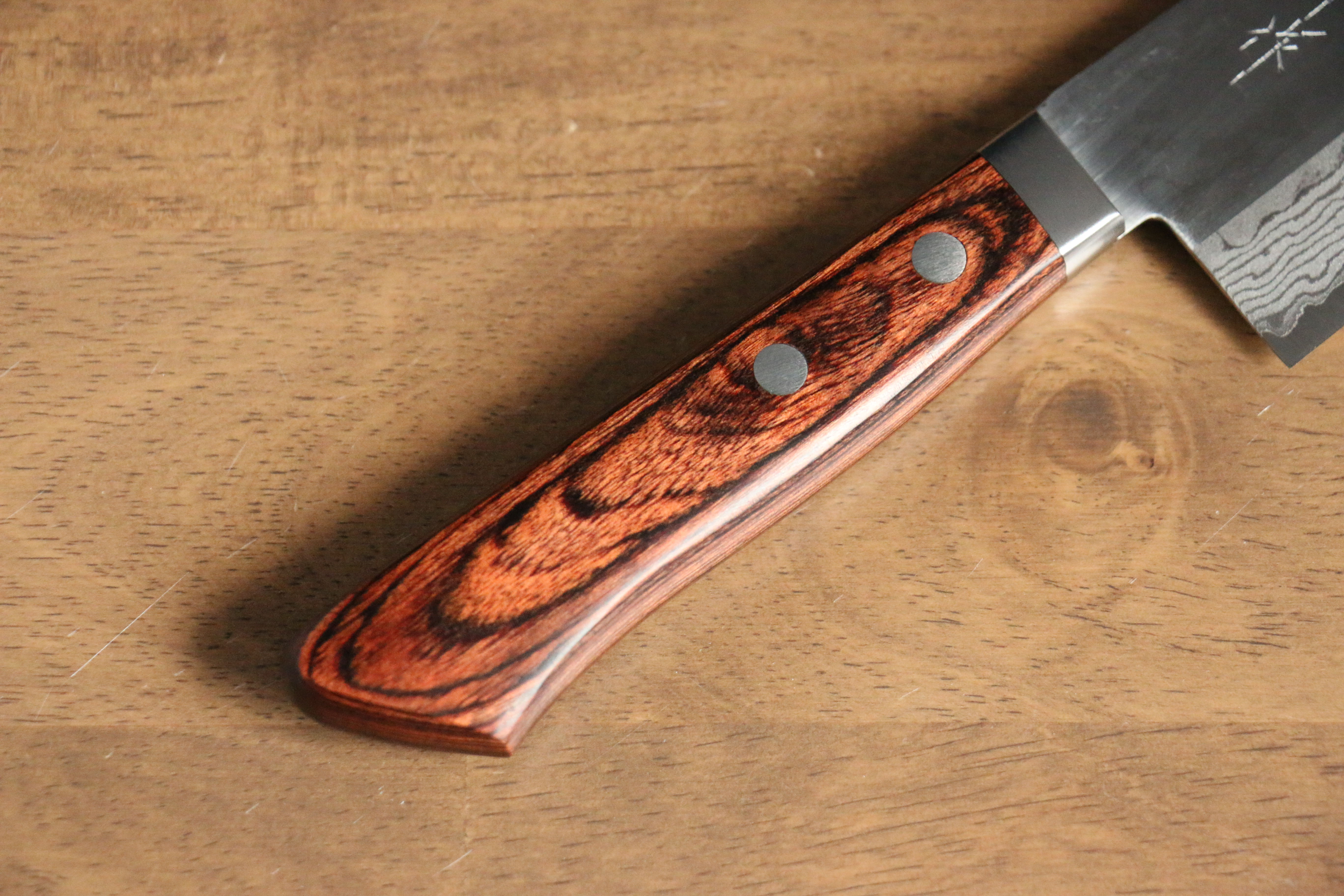 Kunihira Sairyu VG10 Migaki Finished Damascus Santoku 170mm Mahogany Handle - Japanny - Best Japanese Knife
