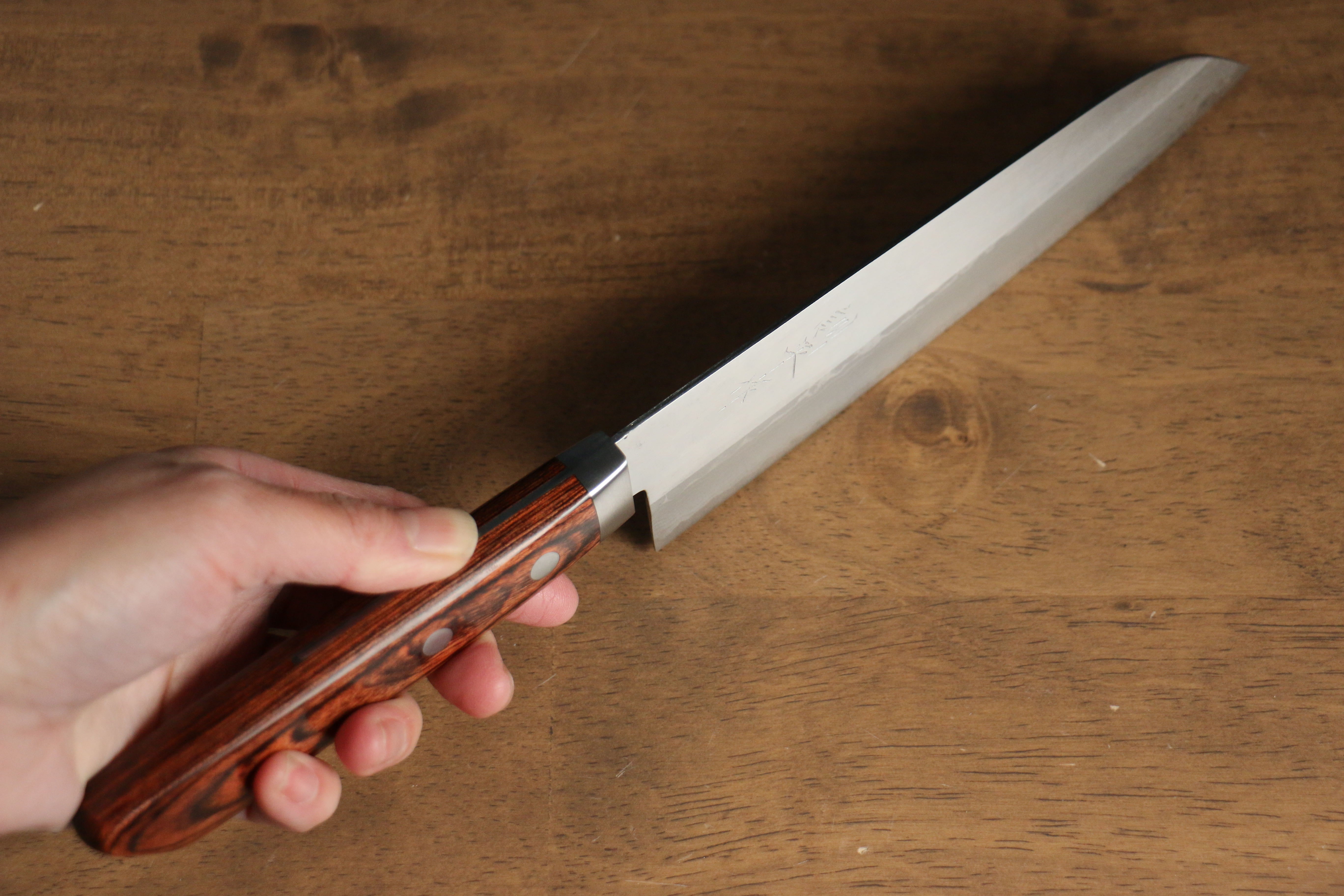 Kunihira Sairyu VG10 Migaki Finished Damascus Santoku 170mm Mahogany Handle - Japanny - Best Japanese Knife