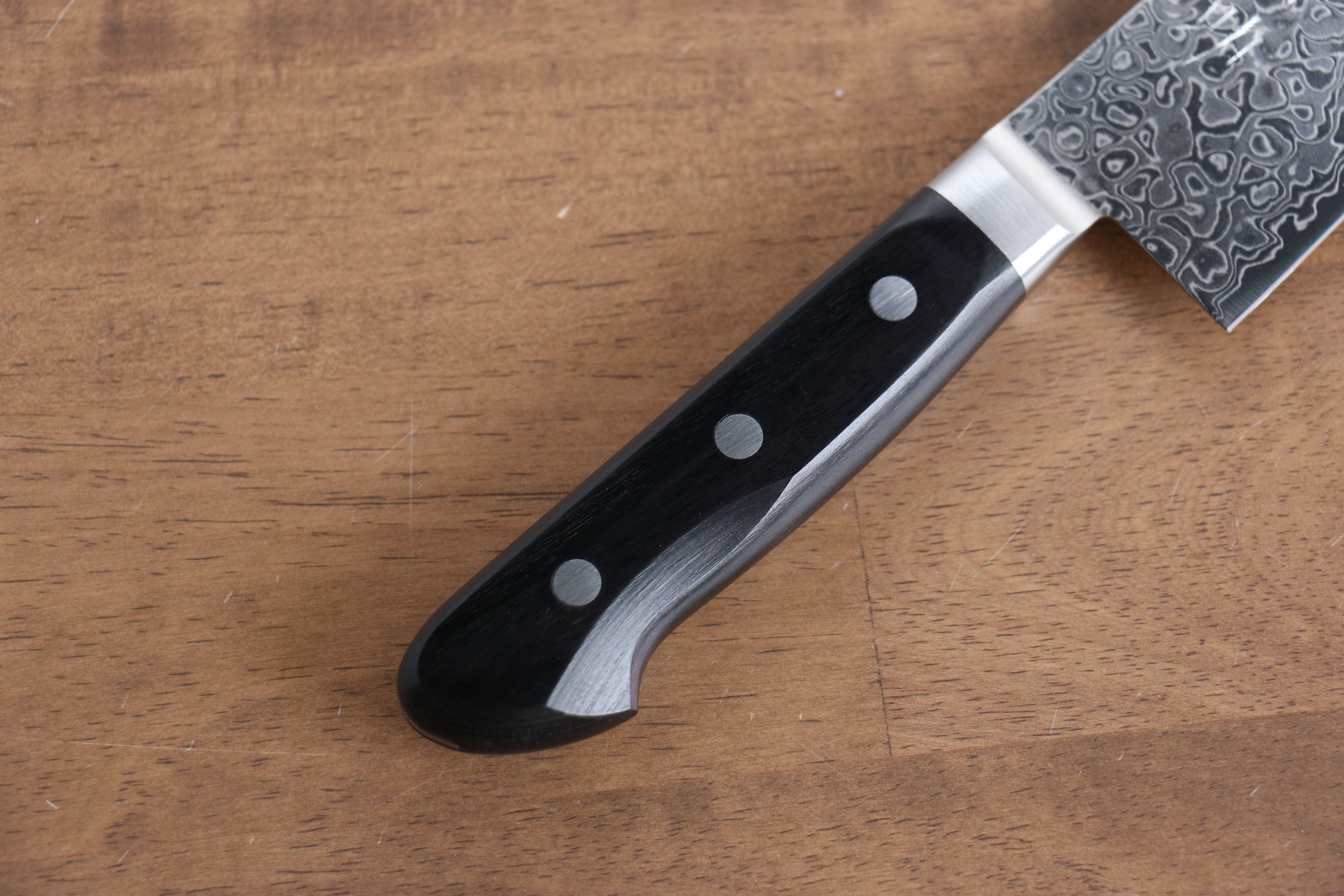 Seisuke AUS10 45 Layer Mirrored Finish Damascus Santoku 170mm Black Pakka wood Handle - Japanny - Best Japanese Knife