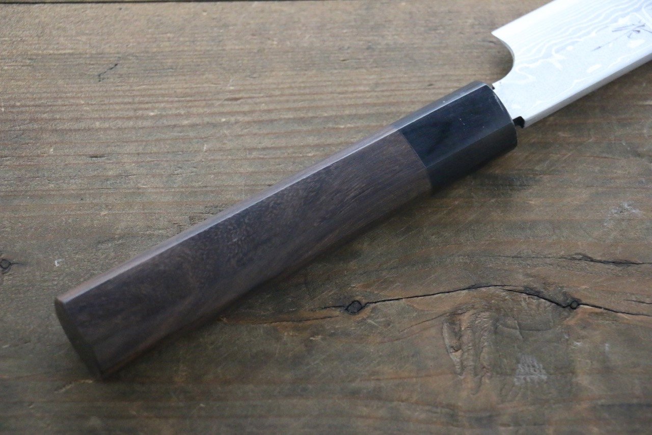 [Left Handed] Hideo Kitaoka White Steel No.2 Damascus Yanagiba Japanese Chef Knife 240mm - Japanny - Best Japanese Knife