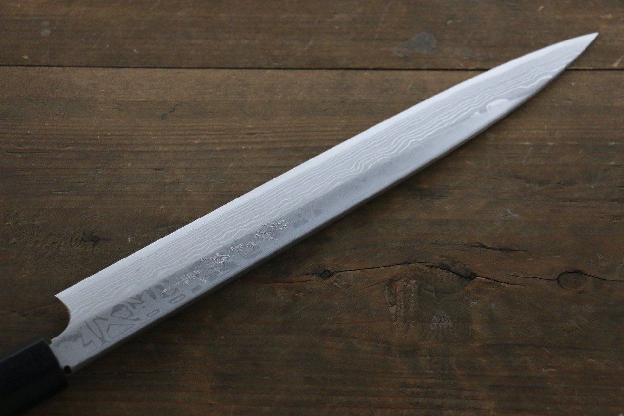 [Left Handed] Hideo Kitaoka White Steel No.2 Damascus Yanagiba Japanese Chef Knife 270mm - Japanny - Best Japanese Knife