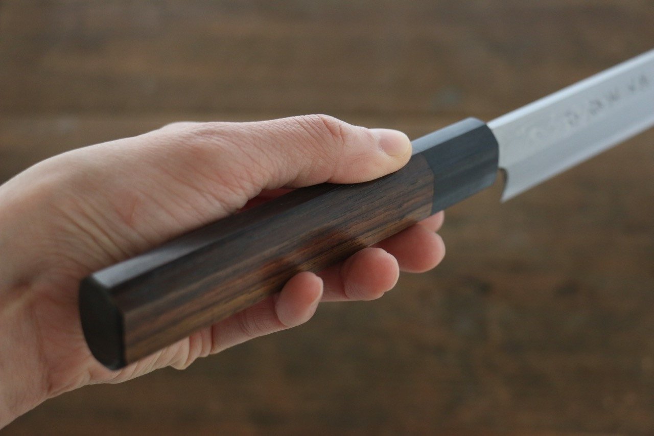 Hideo Kitaoka White Steel No.2 Damascus Yanagiba 300mm Shitan Handle - Japanny - Best Japanese Knife