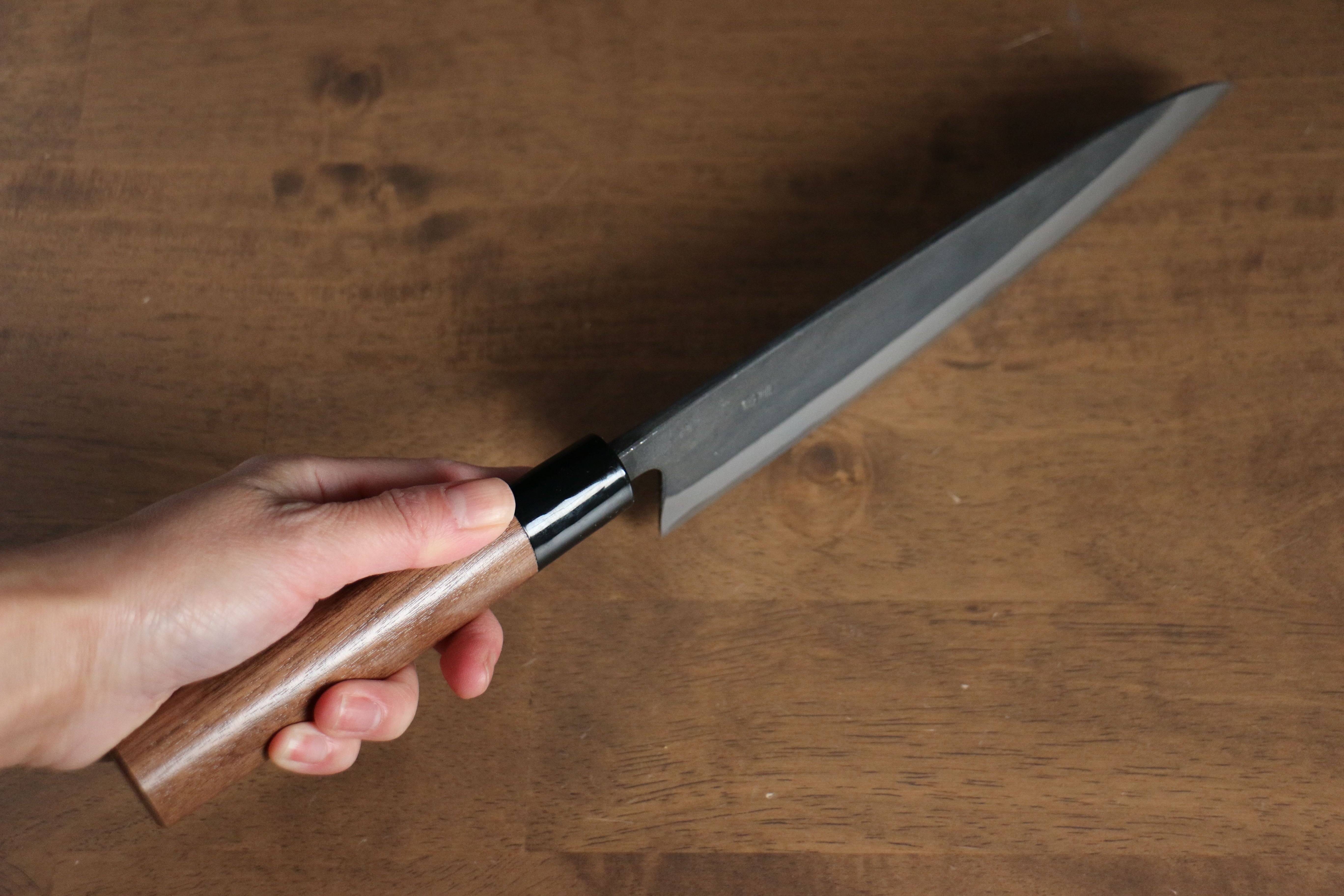 Nao Yamamoto Blue Steel Kurouchi Gyuto 210mm Walnut Handle - Japanny - Best Japanese Knife