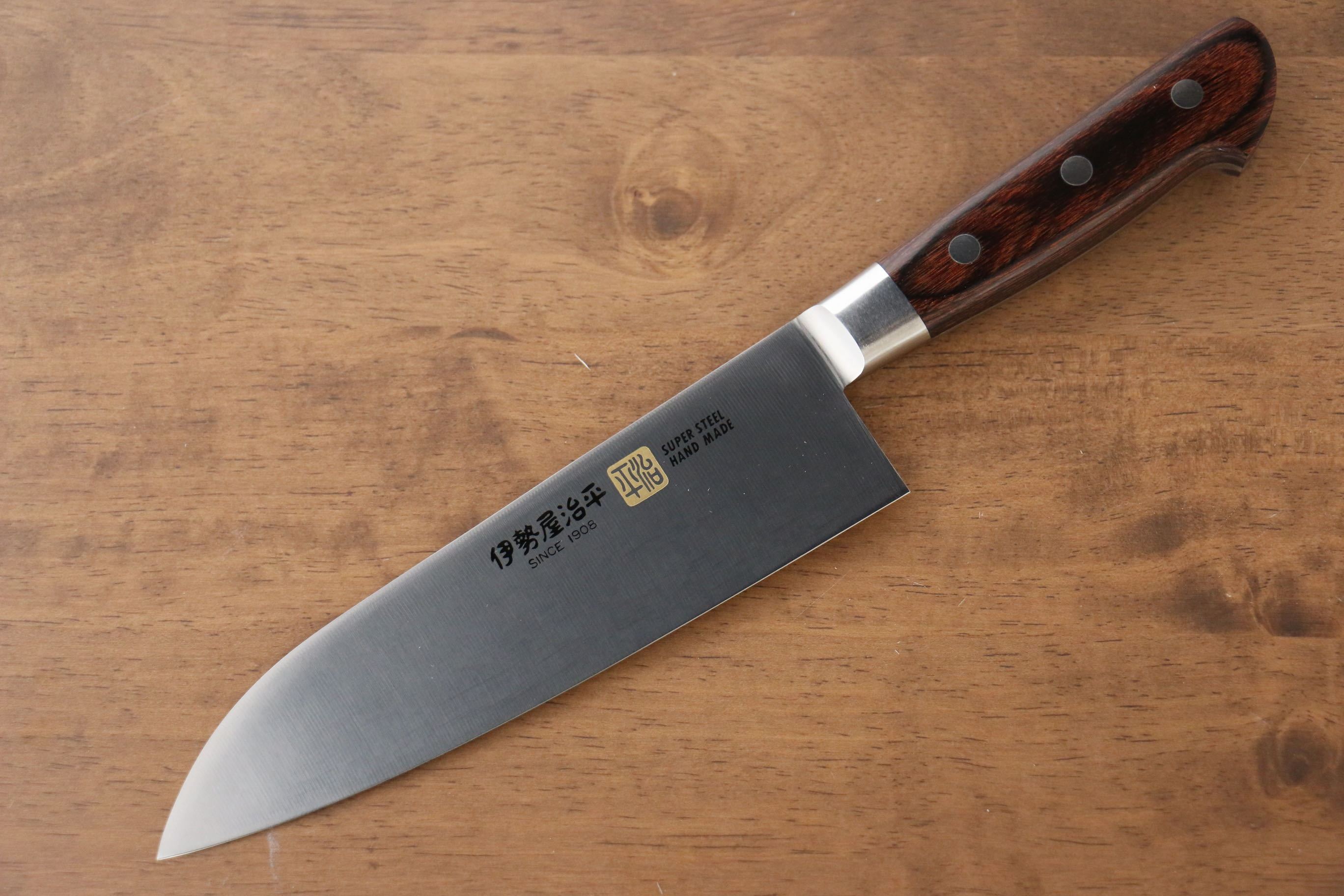 Iseya Molybdenum Santoku 180mm Mahogany Pakka wood Handle - Japanny - Best Japanese Knife