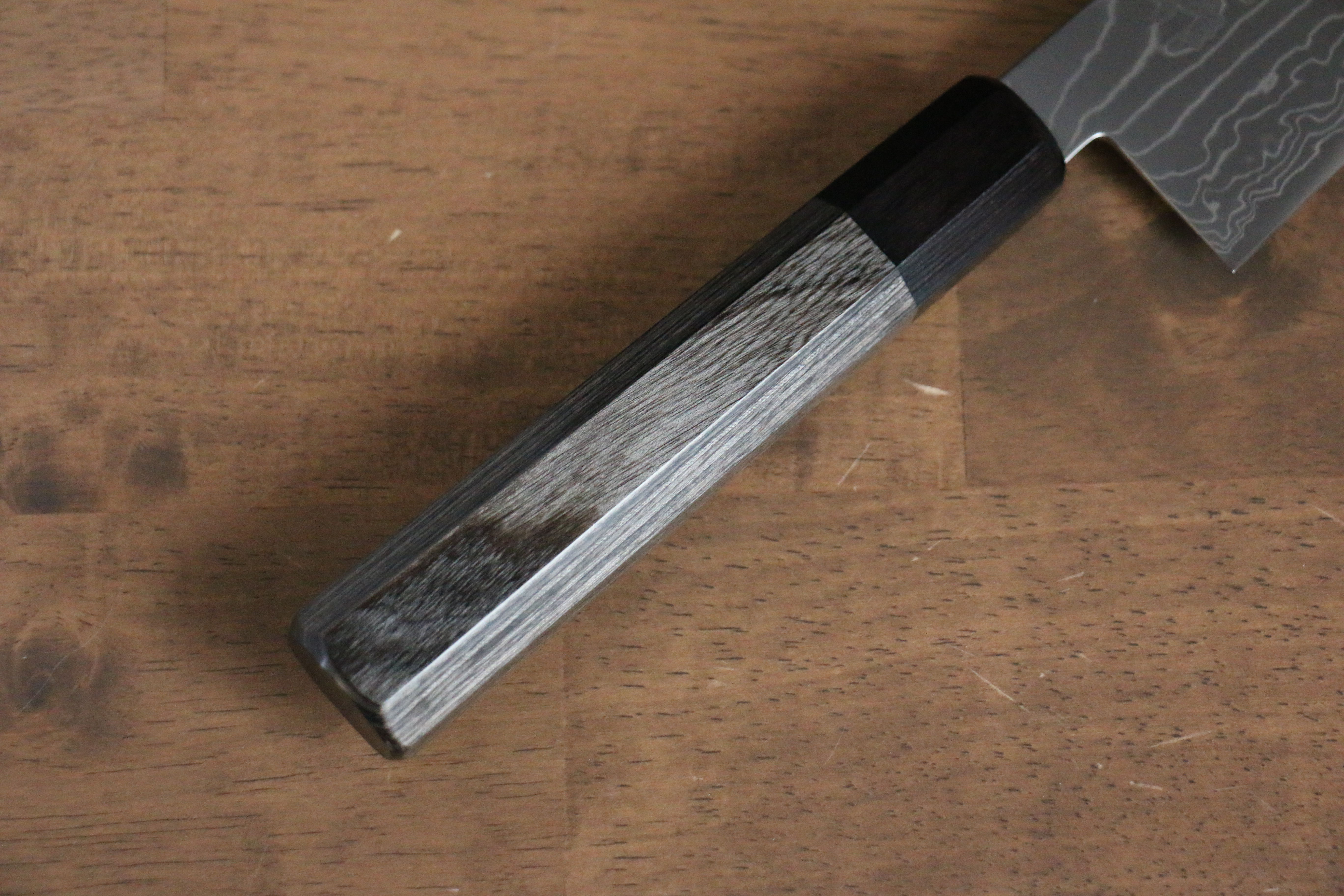 Kajin Cobalt Special Steel Damascus Santoku 180mm Gray Pakka wood Handle - Japanny - Best Japanese Knife