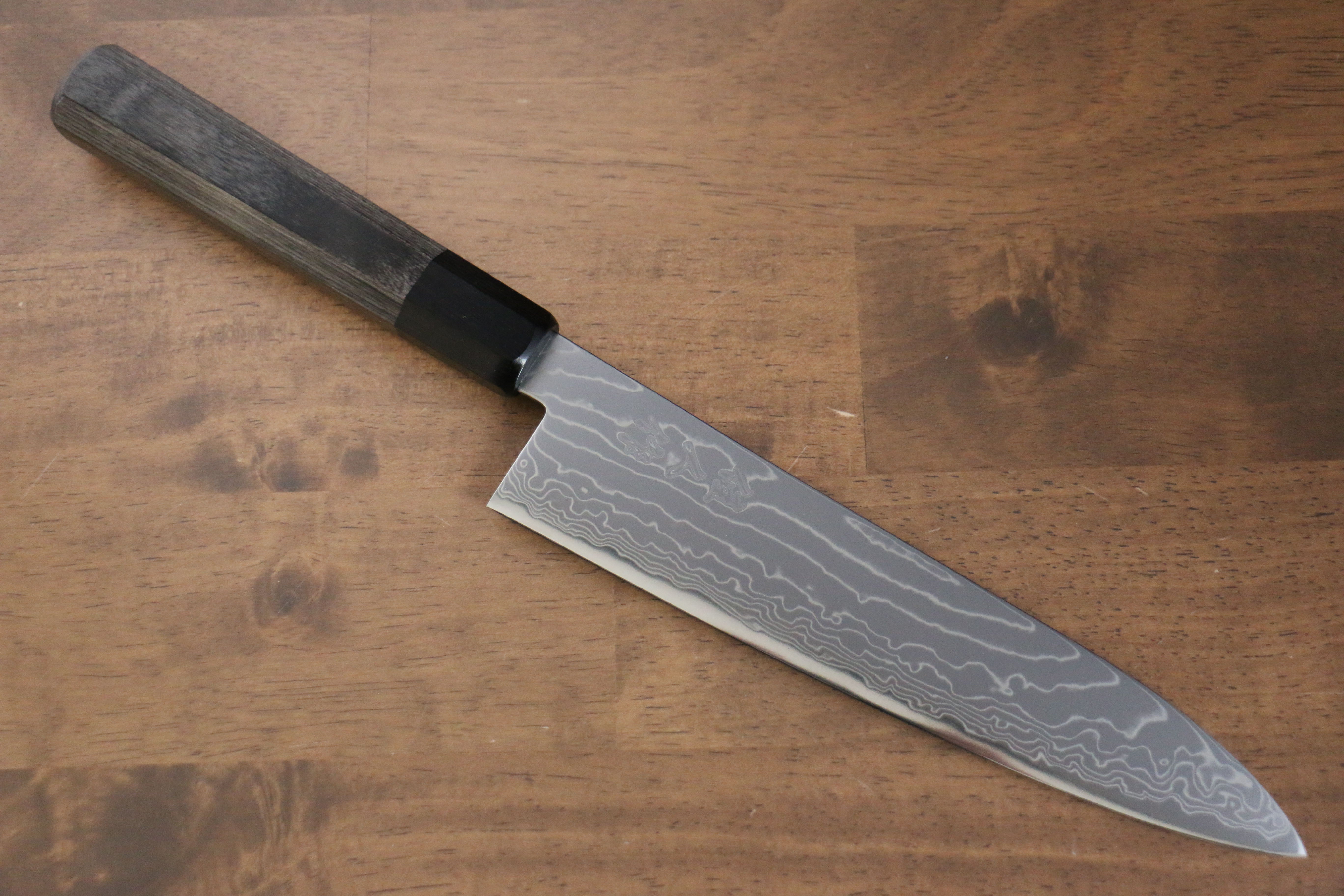Kajin Cobalt Special Steel Damascus Gyuto 210mm Gray Pakka wood Handle - Japanny - Best Japanese Knife