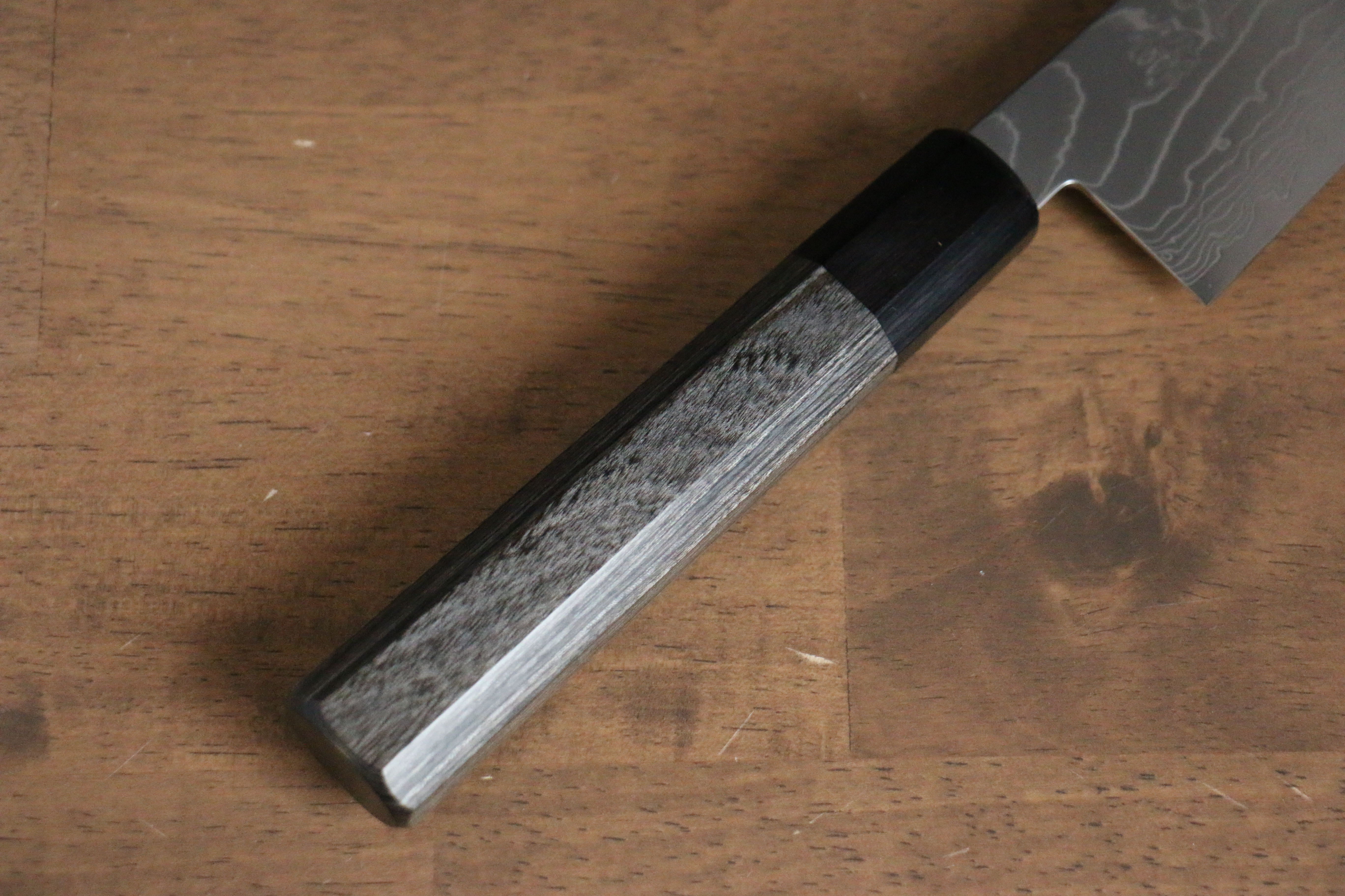 Kajin Cobalt Special Steel Damascus Gyuto 240mm Gray Pakka wood Handle - Japanny - Best Japanese Knife