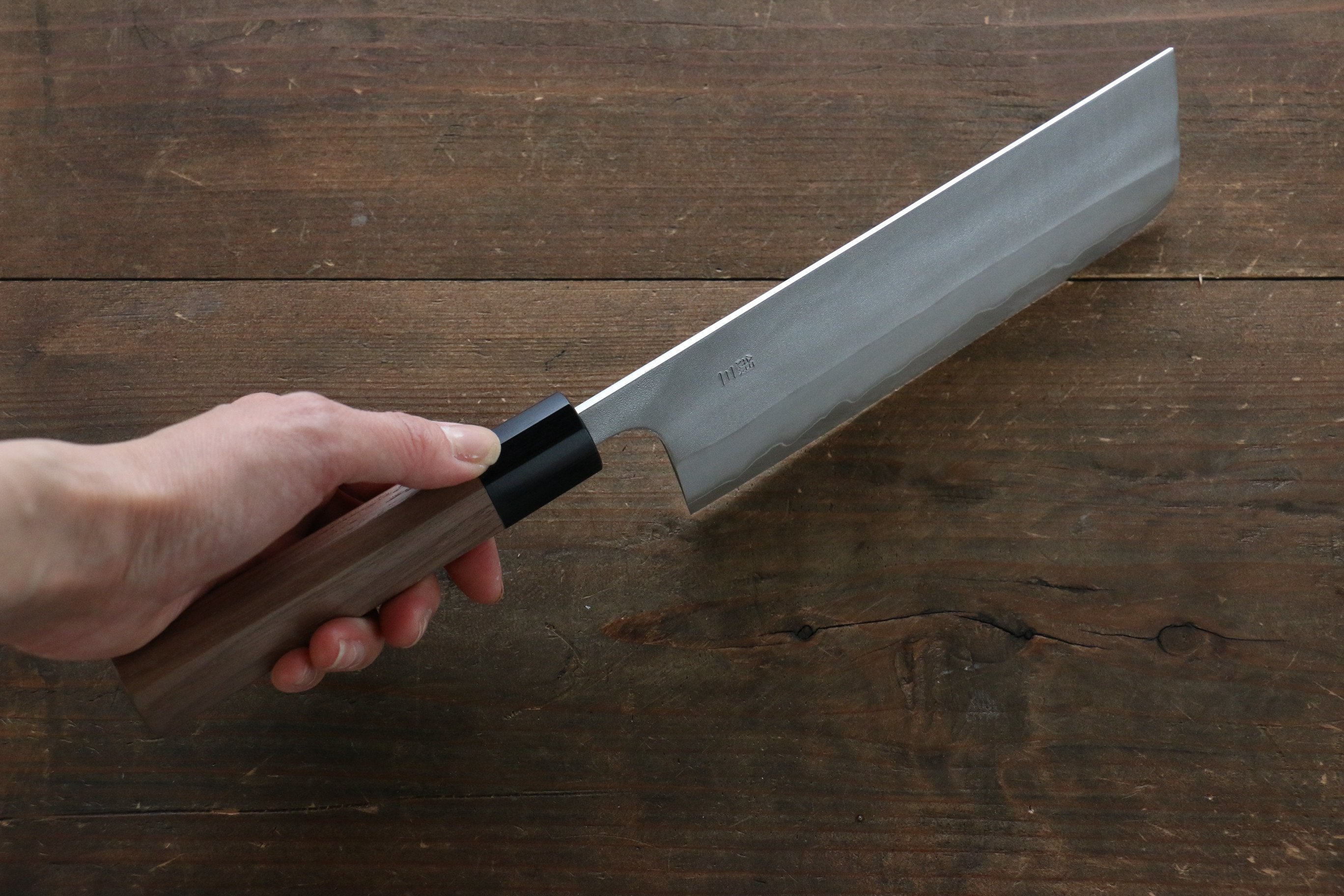 Nao Yamamoto Silver Steel No.3 Nashiji Nakiri 165mm Walnut Handle - Japanny - Best Japanese Knife