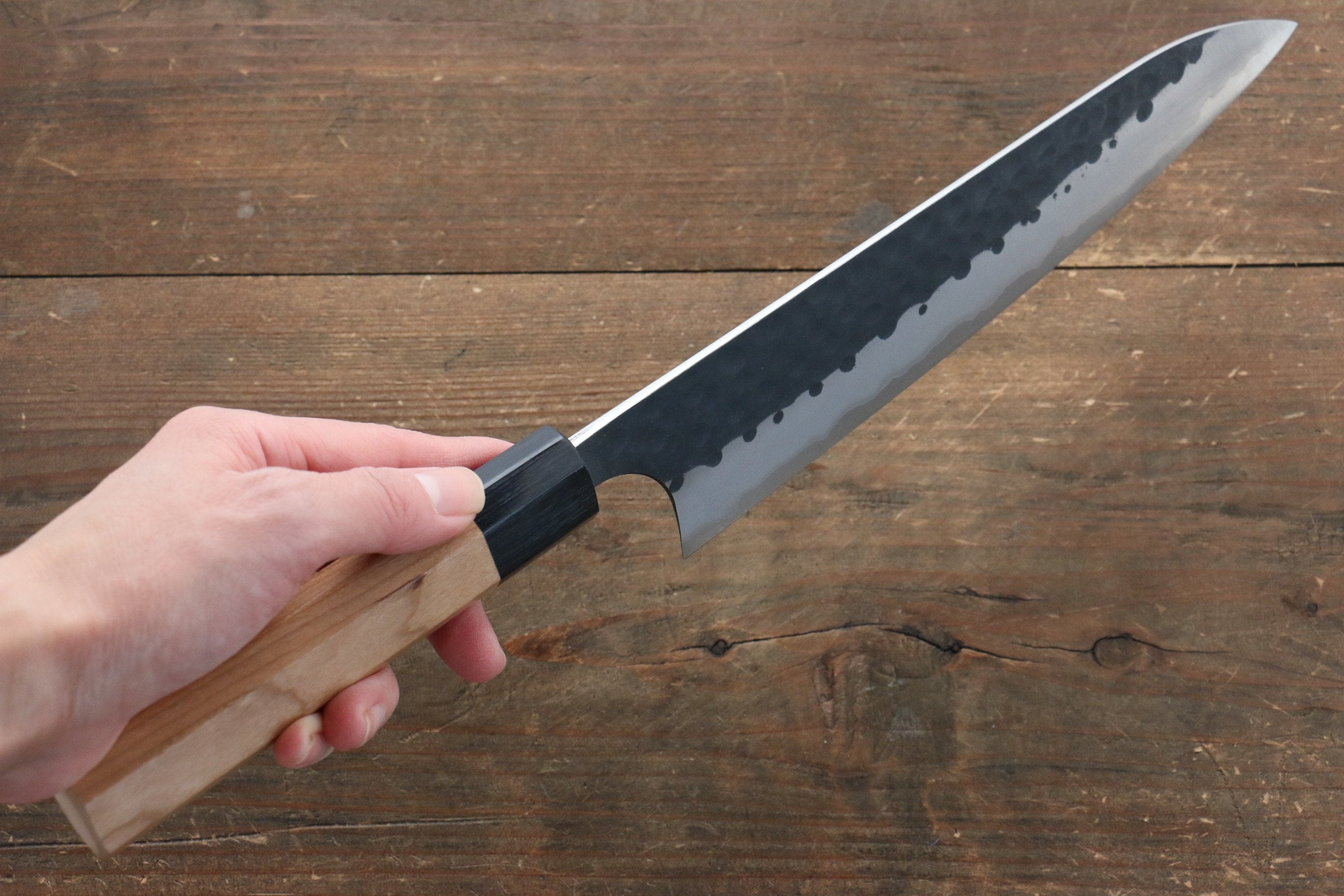 Masakage Koishi Blue Super Black Finished Gyuto 210mm American Cherry Handle - Japanny - Best Japanese Knife