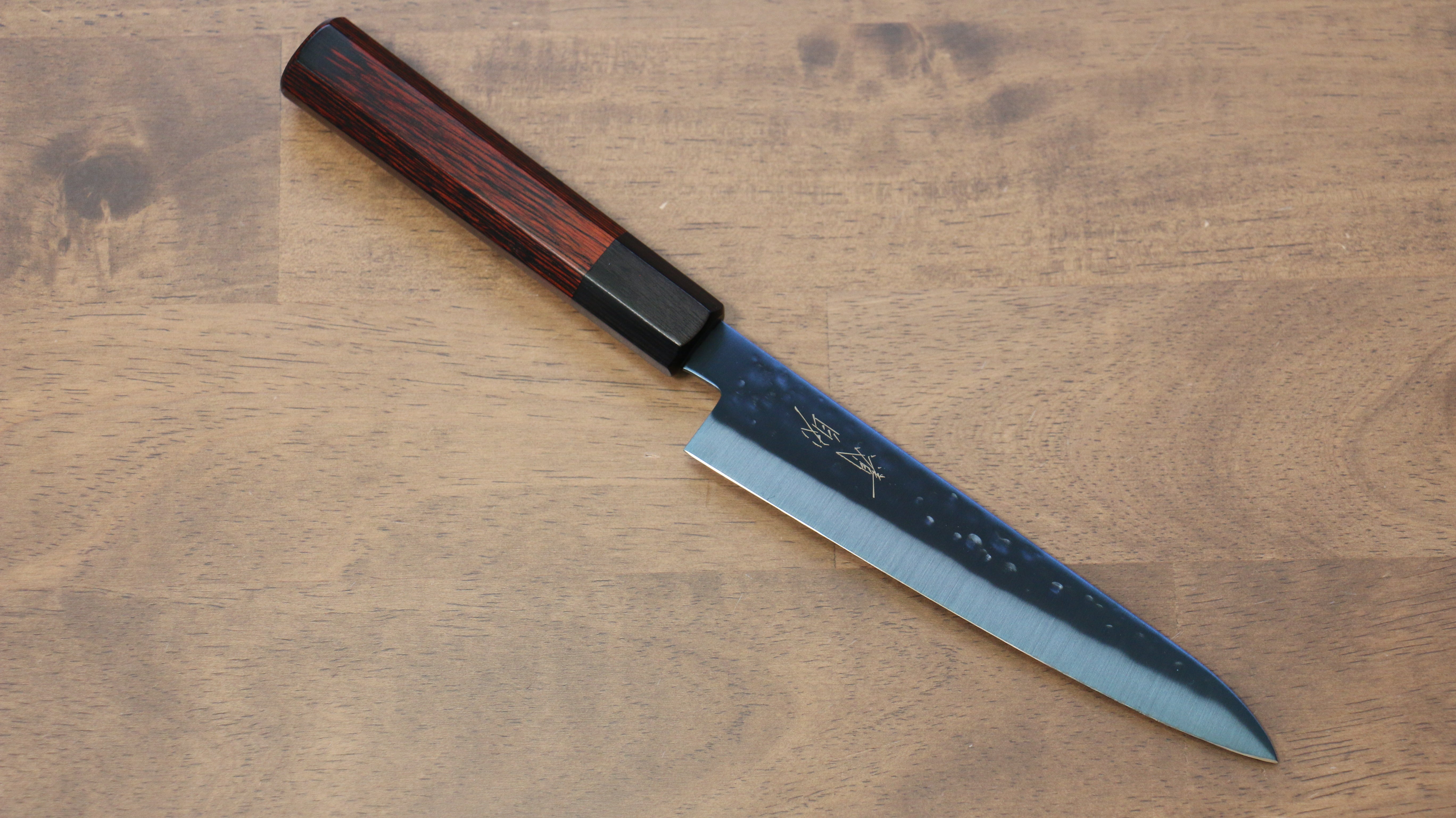 Seisuke SK-85 Ion plating Hammered Petty-Utility 150mm Red Pakka wood Handle - Japanny - Best Japanese Knife