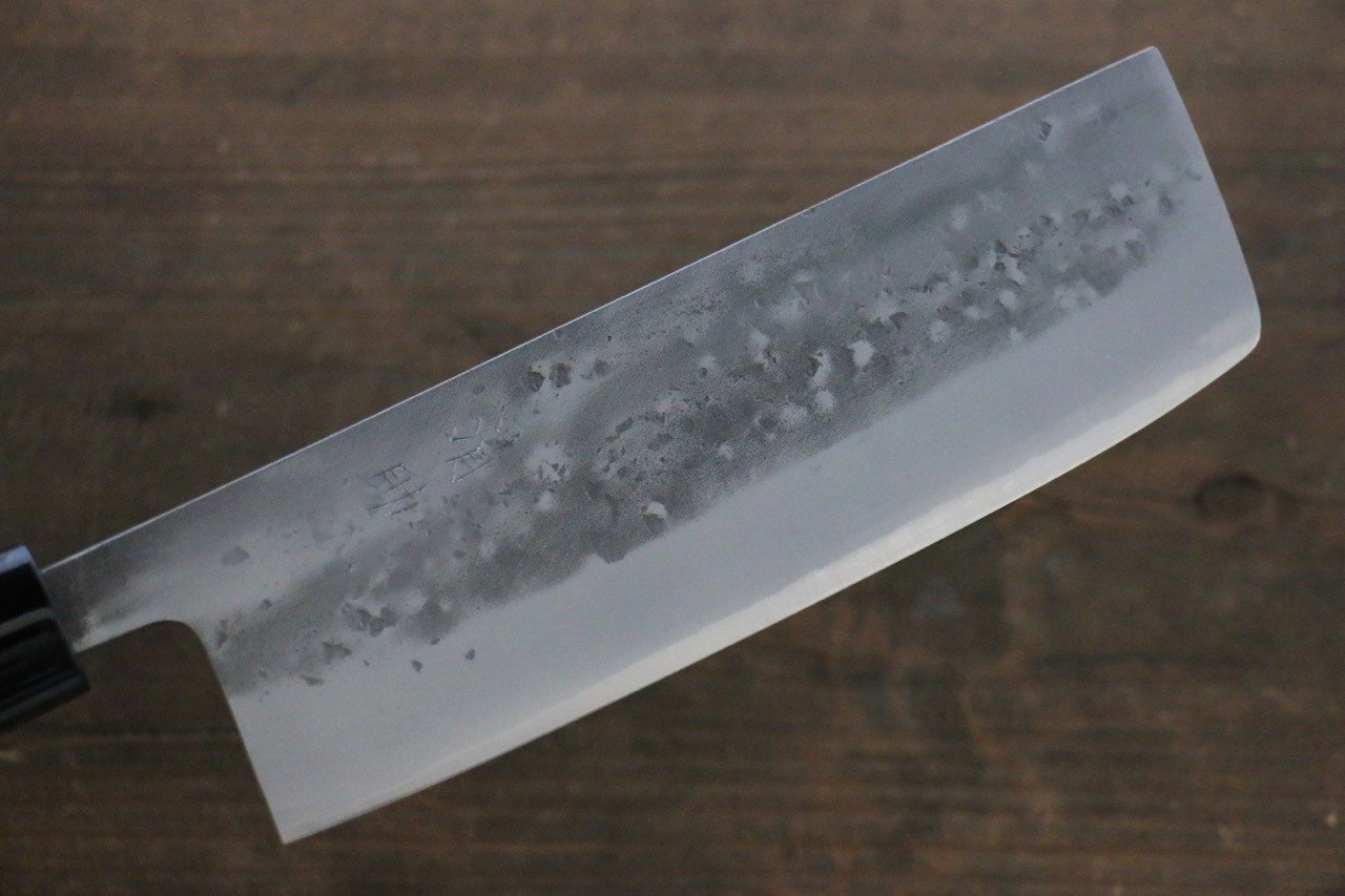 Seisuke Blue Steel No.2 Nashiji Nakiri 165mm Chestnut Handle - Japanny - Best Japanese Knife