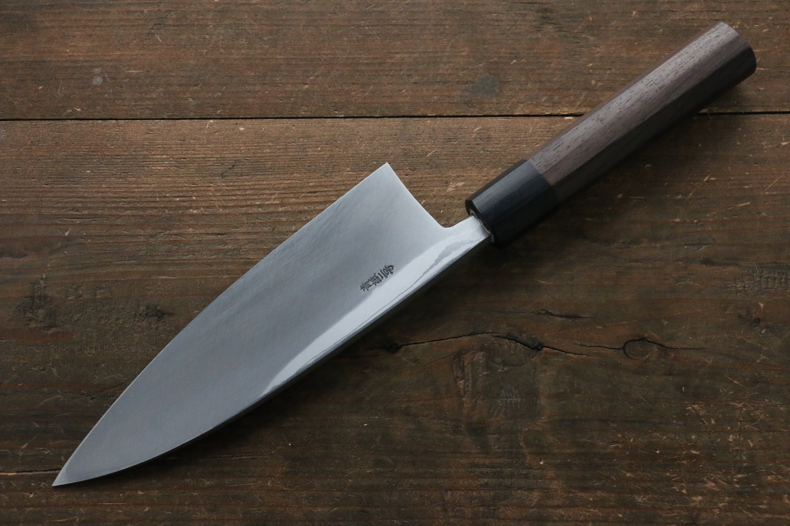 Hideo Kitaoka [Left Handed] Blue Steel No.2 Damascus Deba 180mm Shitan Handle - Japanny - Best Japanese Knife