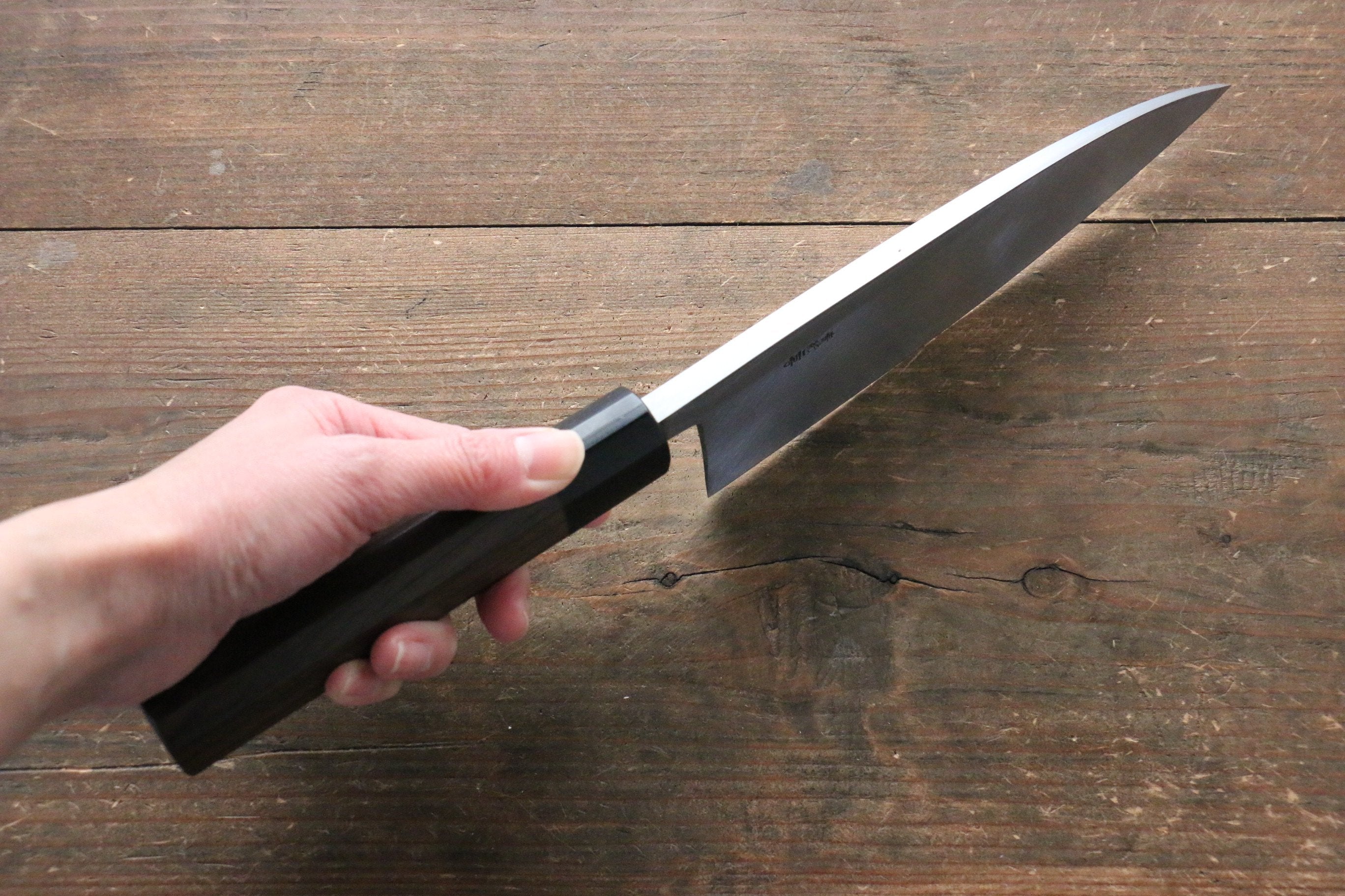 Hideo Kitaoka [Left Handed] Blue Steel No.2 Damascus Deba 180mm Shitan Handle - Japanny - Best Japanese Knife