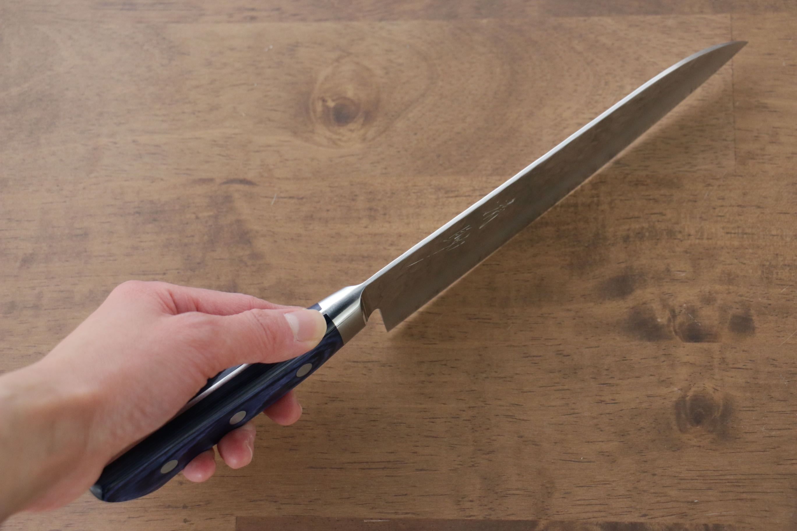 Seisuke Seiun VG10 33 Layer Damascus Santoku 180mm Blue Pakka wood Handle - Japanny - Best Japanese Knife