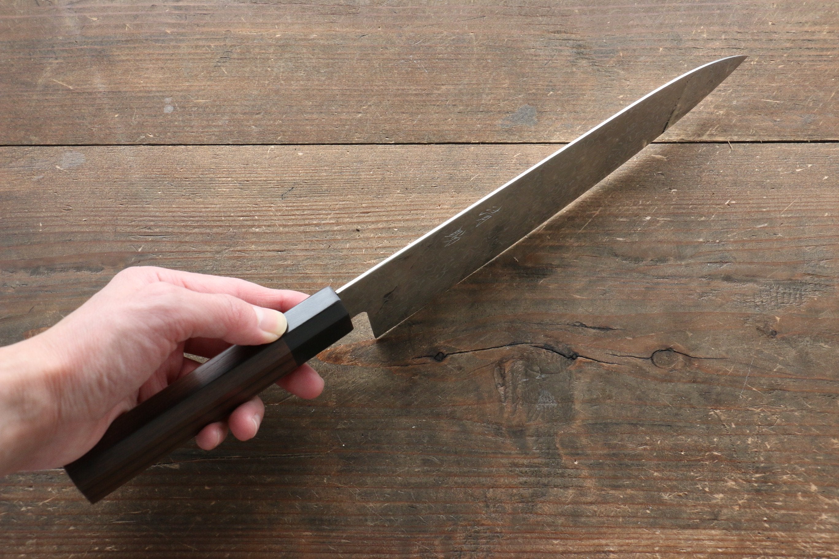 Seisuke AUS10 Damascus Gyuto 210mm Shitan Handle - Japanny - Best Japanese Knife