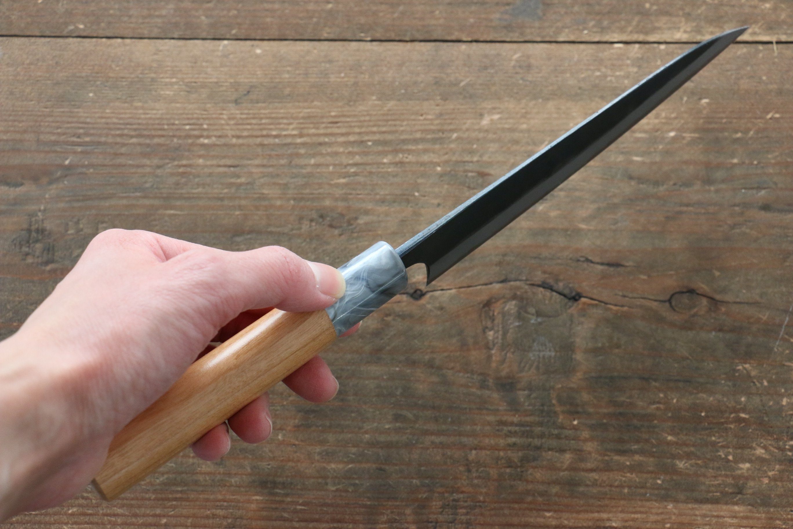 Masakage Mizu Blue Steel No.2 Black Finished Petty-Utility 150mm American Cherry Handle - Japanny - Best Japanese Knife