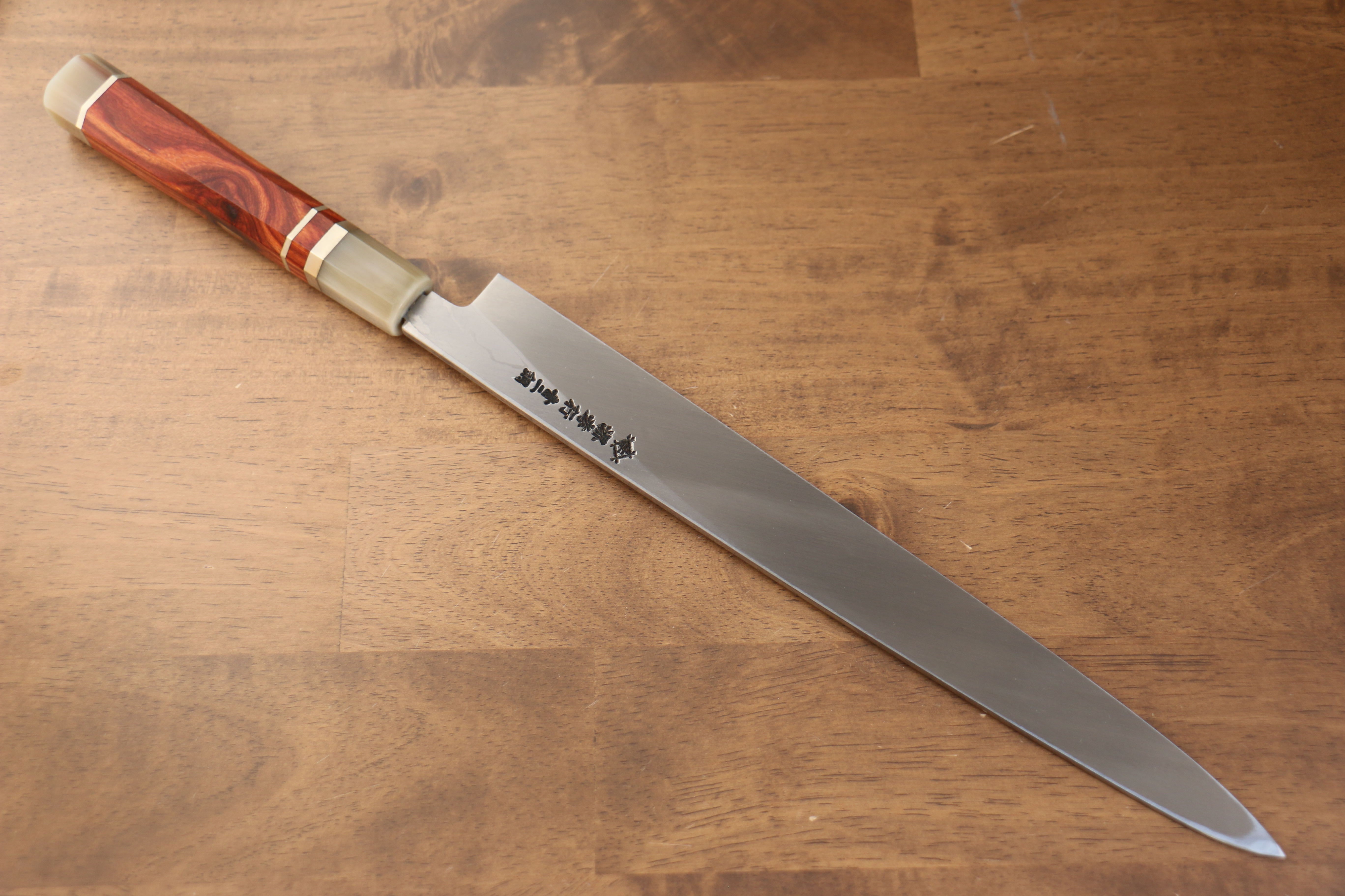 Sakai Takayuki Tenryu Uzushio Blue Steel No.2 Dragon Engraved Yanagiba 300mm Red Ebony Wood Handle with Sheath - Japanny - Best Japanese Knife