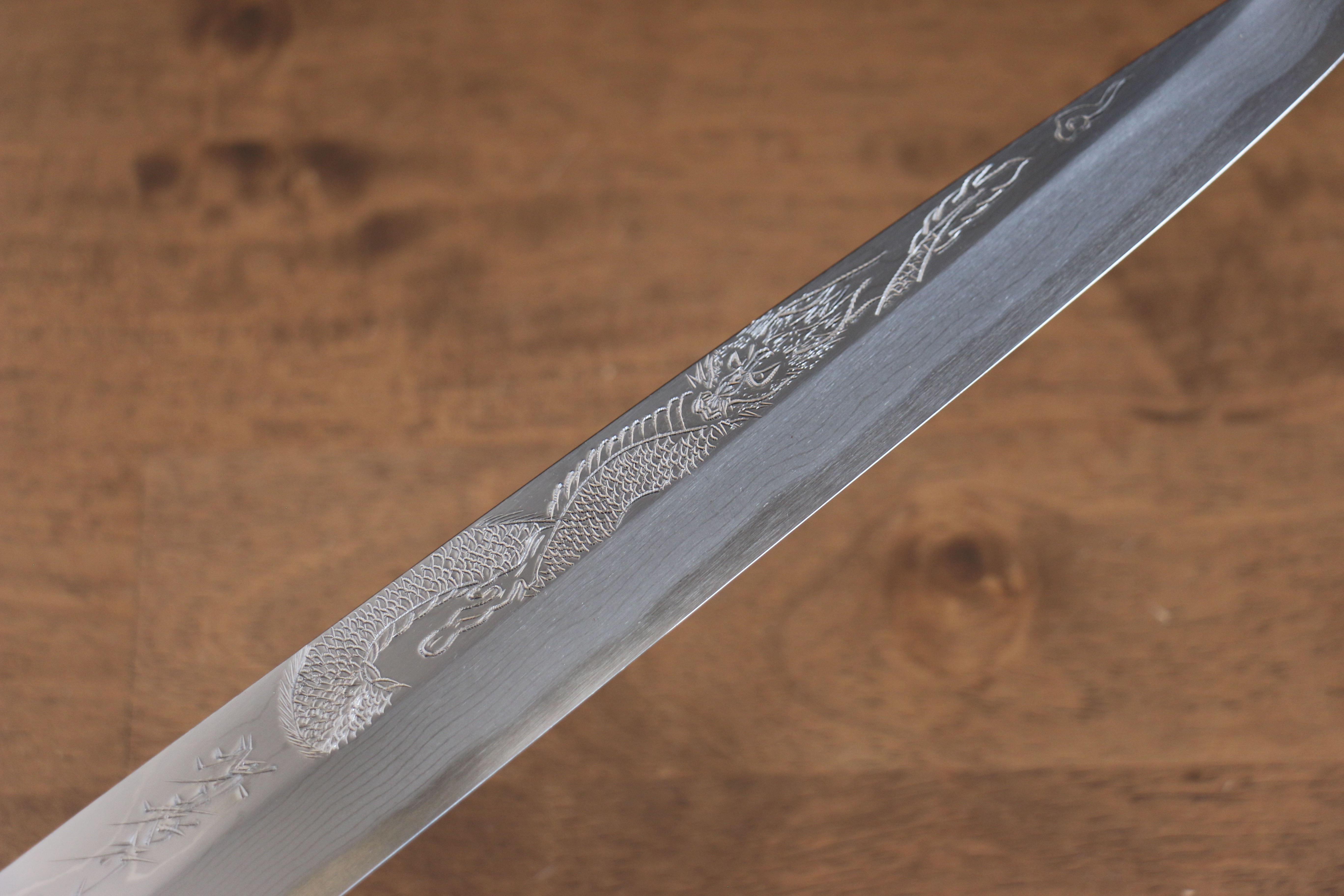 Sakai Takayuki Tenryu Uzushio Blue Steel No.2 Dragon Engraved Yanagiba 300mm Red Ebony Wood Handle with Sheath - Japanny - Best Japanese Knife