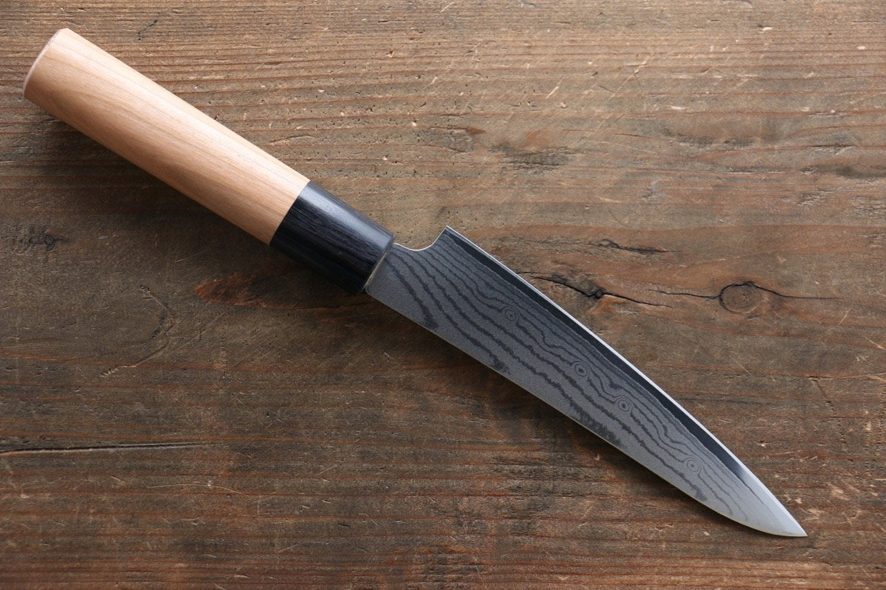 Seisuke VG10 37 Layer Damascus Petty-Utility 130mm Cherry Tree Handle - Japanny - Best Japanese Knife