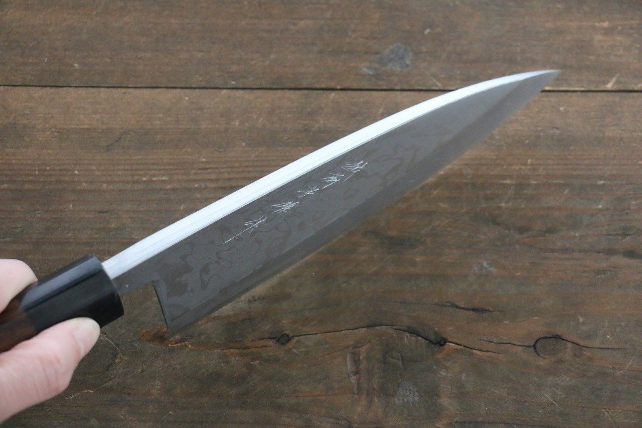 Hideo Kitaoka White Steel No.2 Damascus Deba 180mm Shitan Handle - Japanny - Best Japanese Knife
