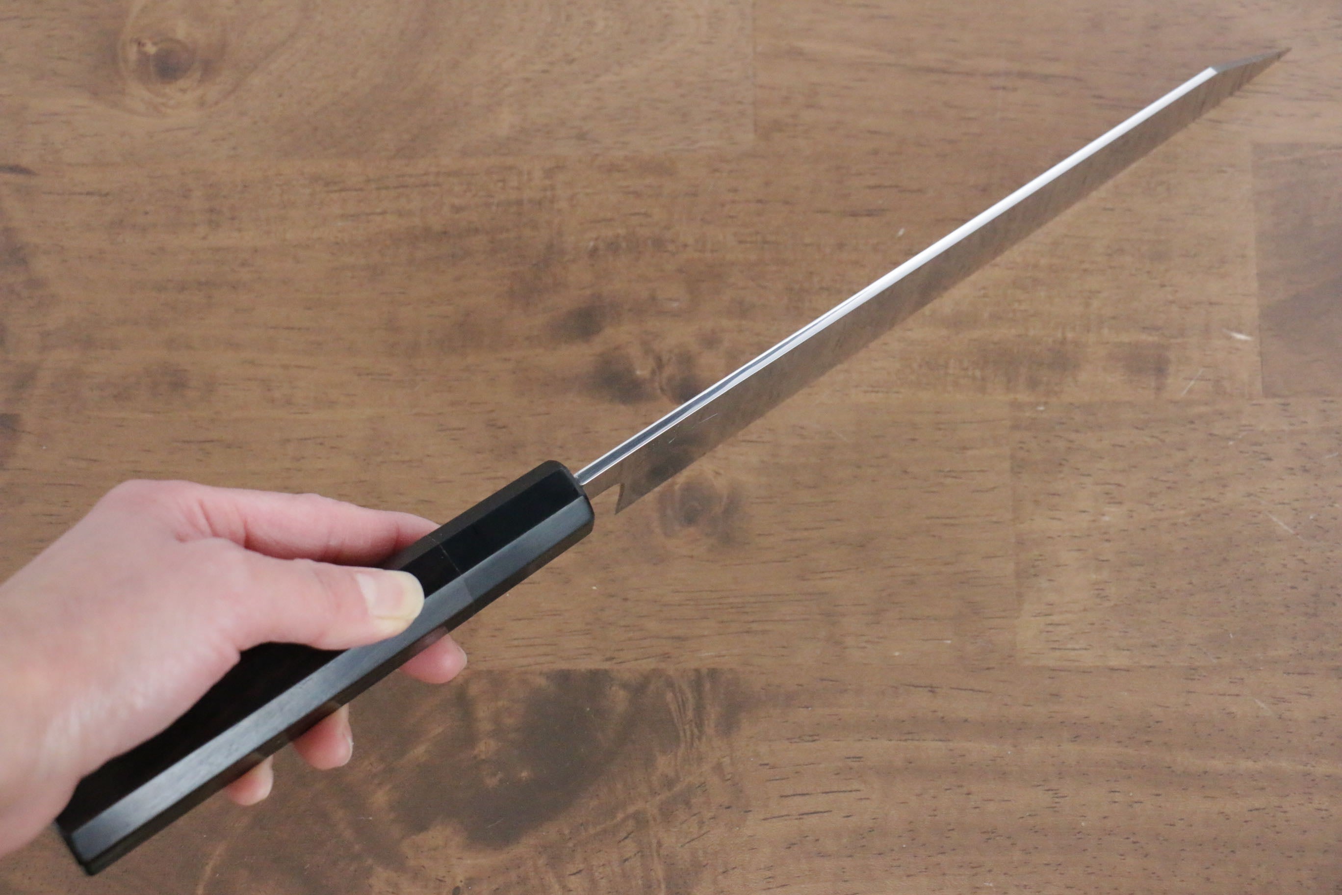 Jikko Fujisan Honyaki White Steel No.3 Mirrored Finish Kiritsuke Gyuto  210mm Ebony Wood Handle - Japanny - Best Japanese Knife