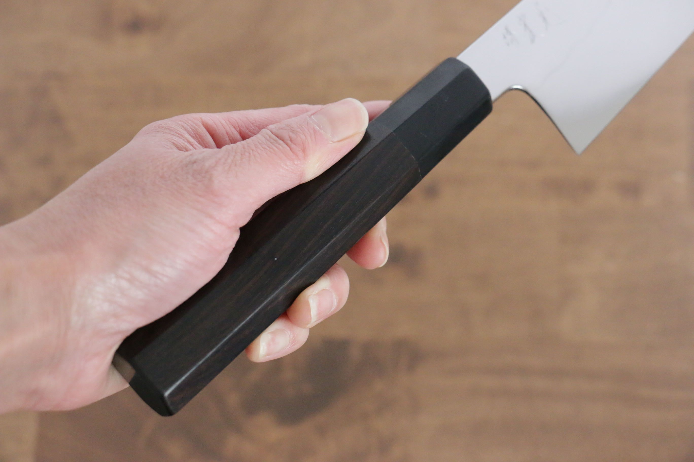 Jikko Fujisan Honyaki White Steel No.3 Mirrored Finish Kiritsuke Gyuto  210mm Ebony Wood Handle - Japanny - Best Japanese Knife