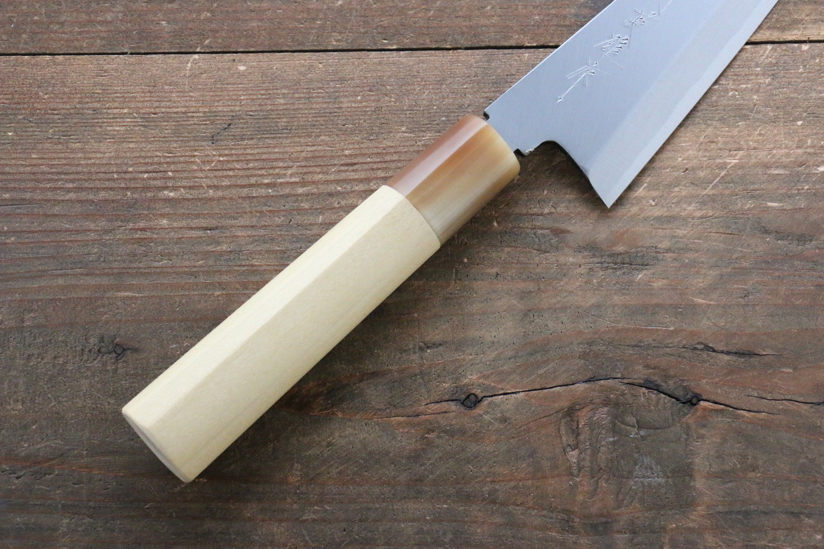 Hideo Kitaoka Blue Steel No.2 Damascus Honesuki Boning 150mm with Magnolia Handle - Japanny - Best Japanese Knife