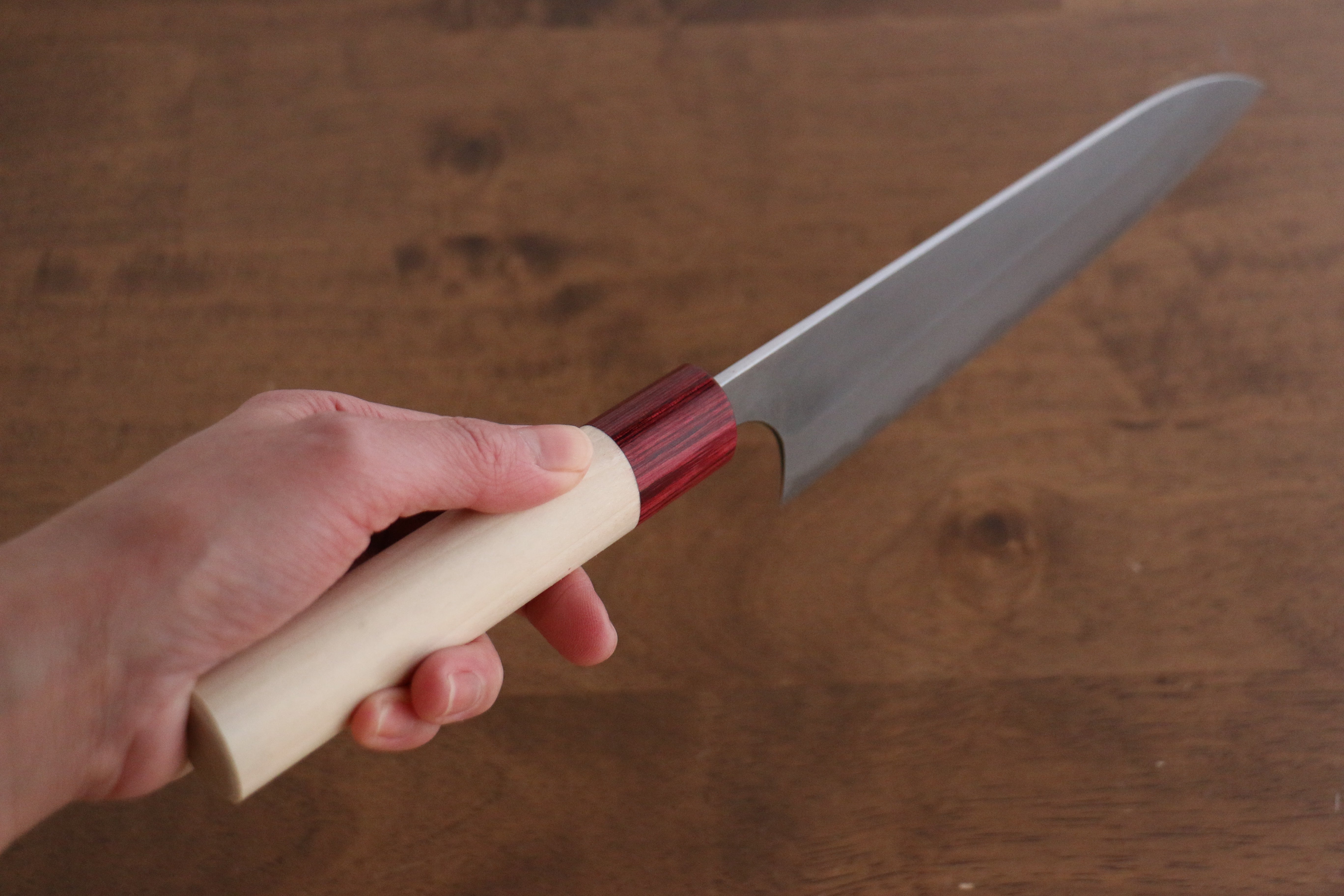 Masakage Yuki White Steel No.2 Nashiji Gyuto 180mm Magnolia Handle - Japanny - Best Japanese Knife