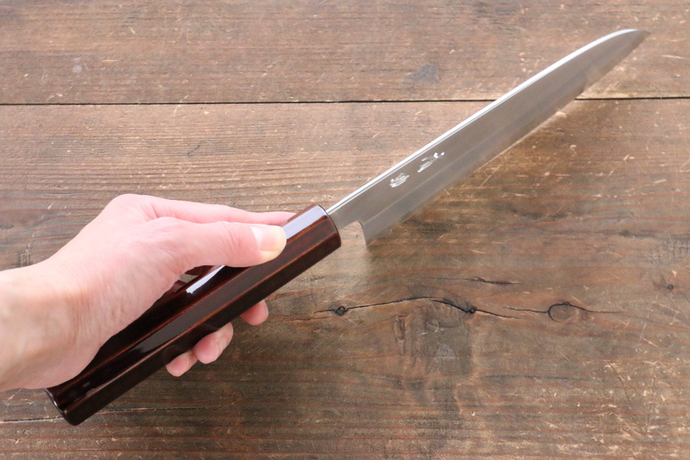 Seisuke Silver Steel No.3 Santoku 165mm Wood(Lacquered) Handle - Japanny - Best Japanese Knife