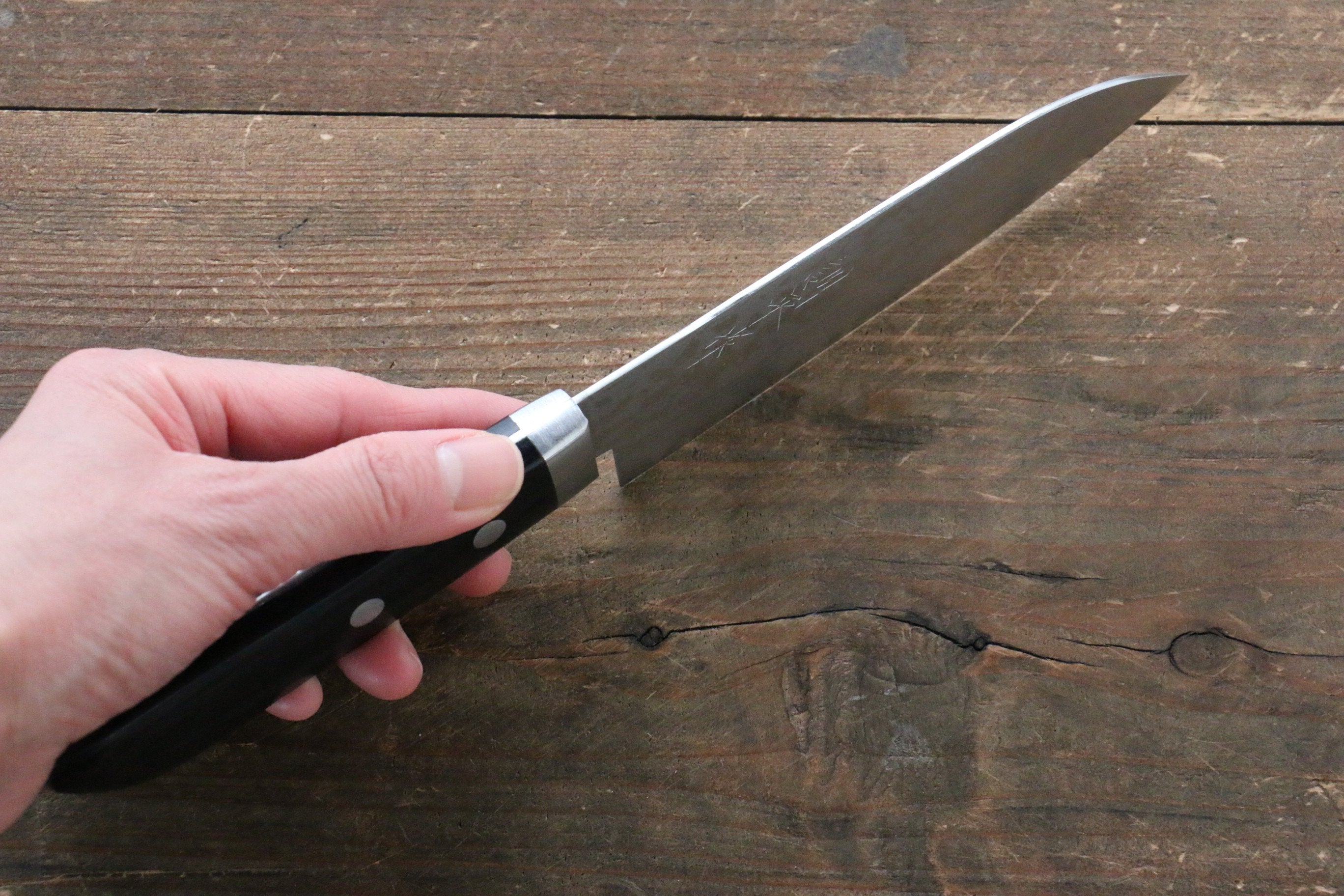 Kunihira Sairyu VG10 Damascus Small Santoku 135mm Black Pakka wood Handle - Japanny - Best Japanese Knife
