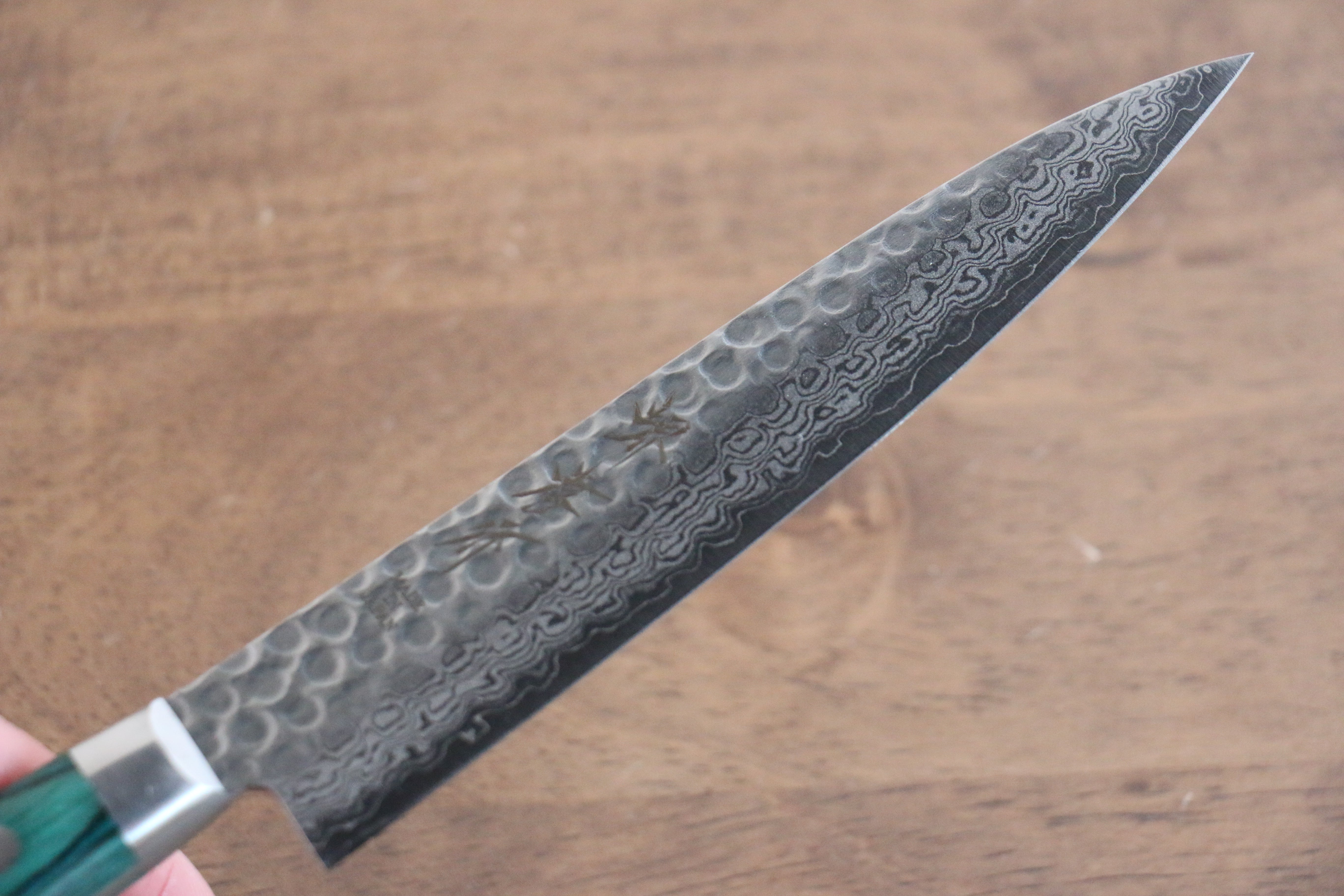 Sakai Takayuki VG10 17 Layer Damascus Petty-Utility 135mm Green Pakka wood Handle - Japanny - Best Japanese Knife