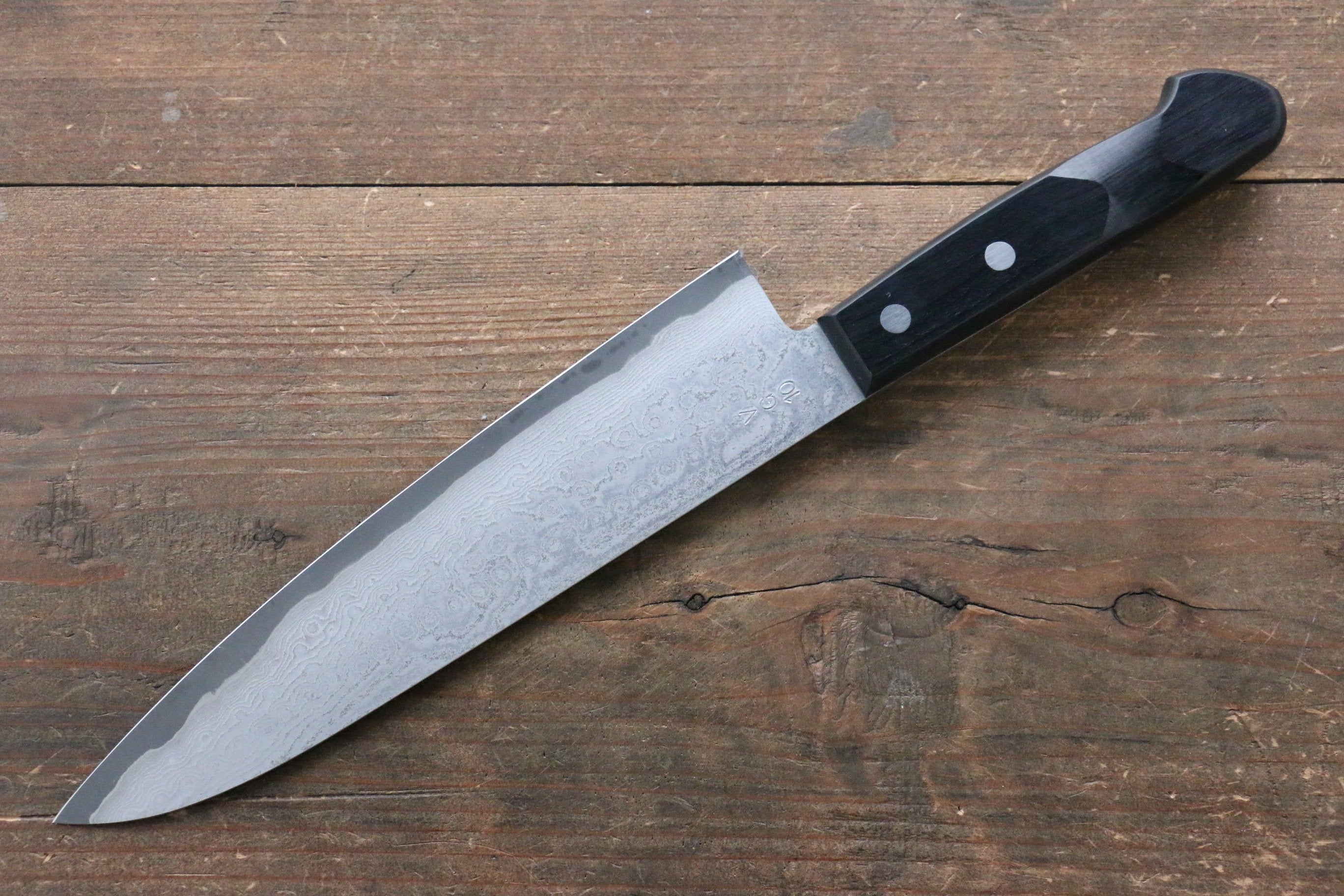 Nao Yamamoto VG10 Black Damascus Gyuto 200mm Black Pakka wood Handle - Japanny - Best Japanese Knife