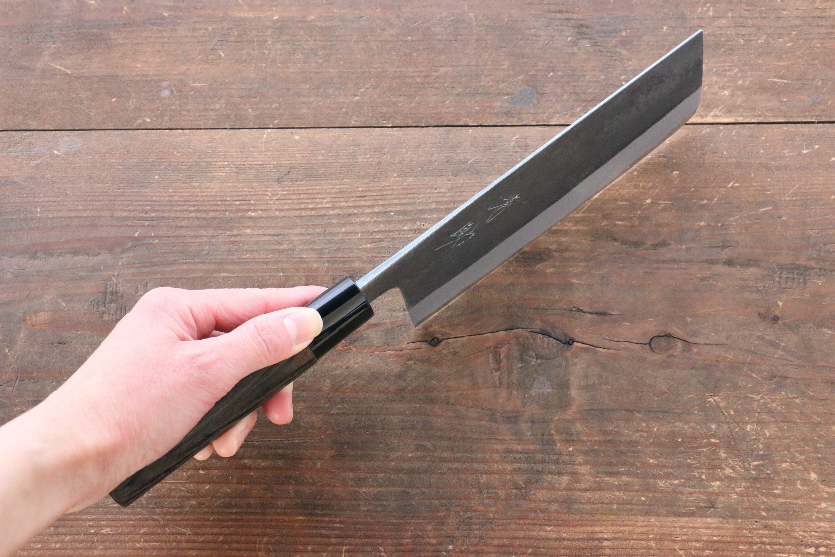 Seisuke White Steel Kurouchi Nakiri 165mm Burnt Chestnut Handle - Japanny - Best Japanese Knife
