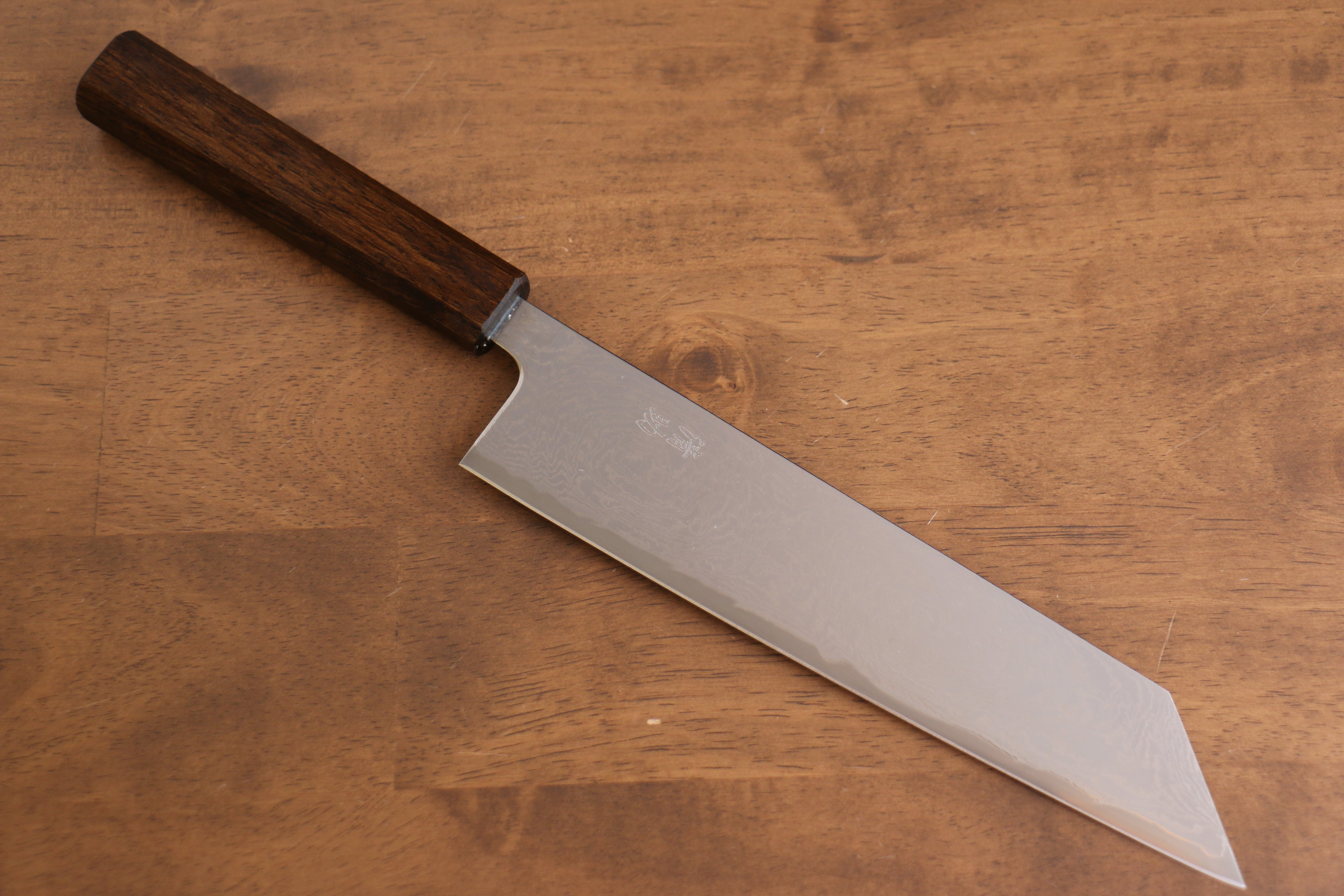 Seisuke Nami AUS10 Mirrored Finish Damascus Kiritsuke Gyuto 210mm Oak Handle - Japanny - Best Japanese Knife