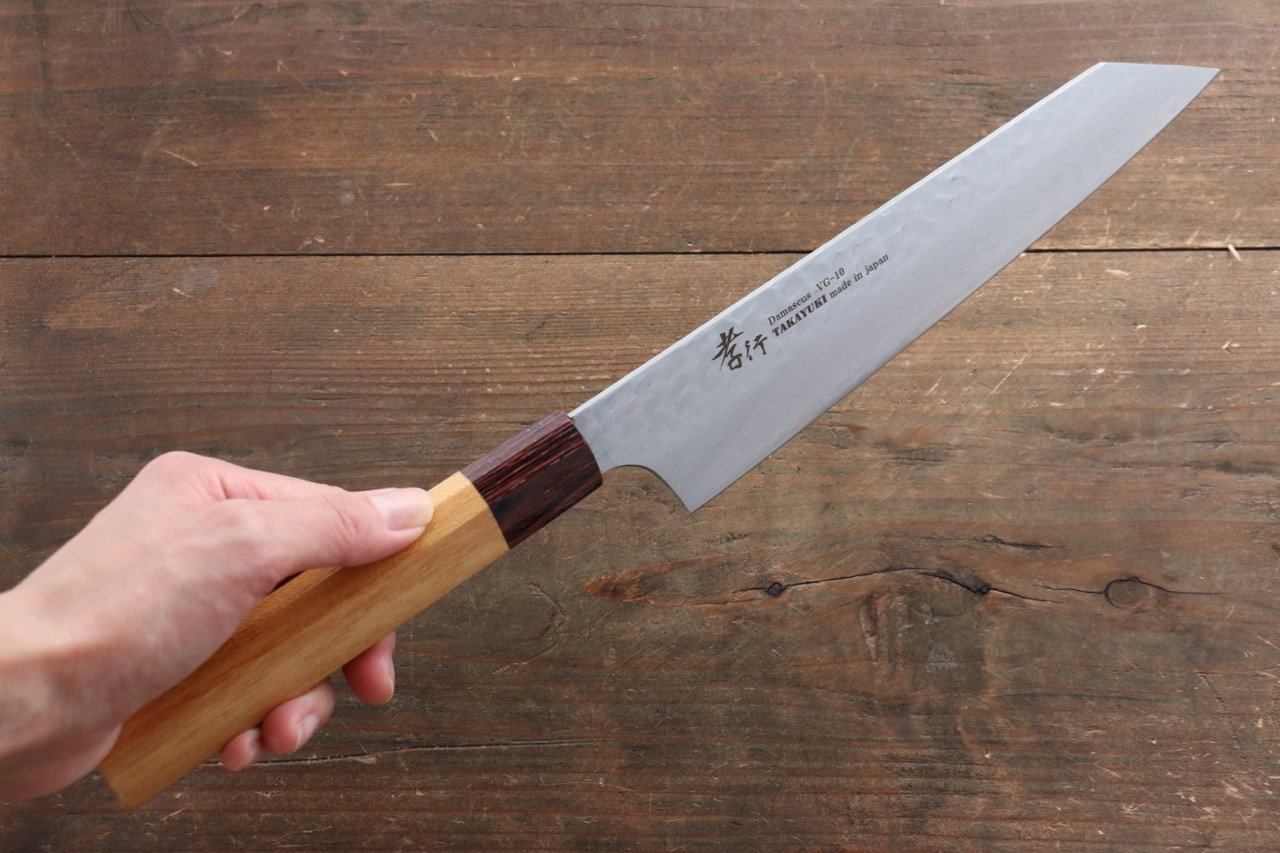 Sakai Takayuki VG10 33 Layer Damascus Kengata Santoku 160mm Keyaki (Japanese Elm) Handle - Japanny - Best Japanese Knife