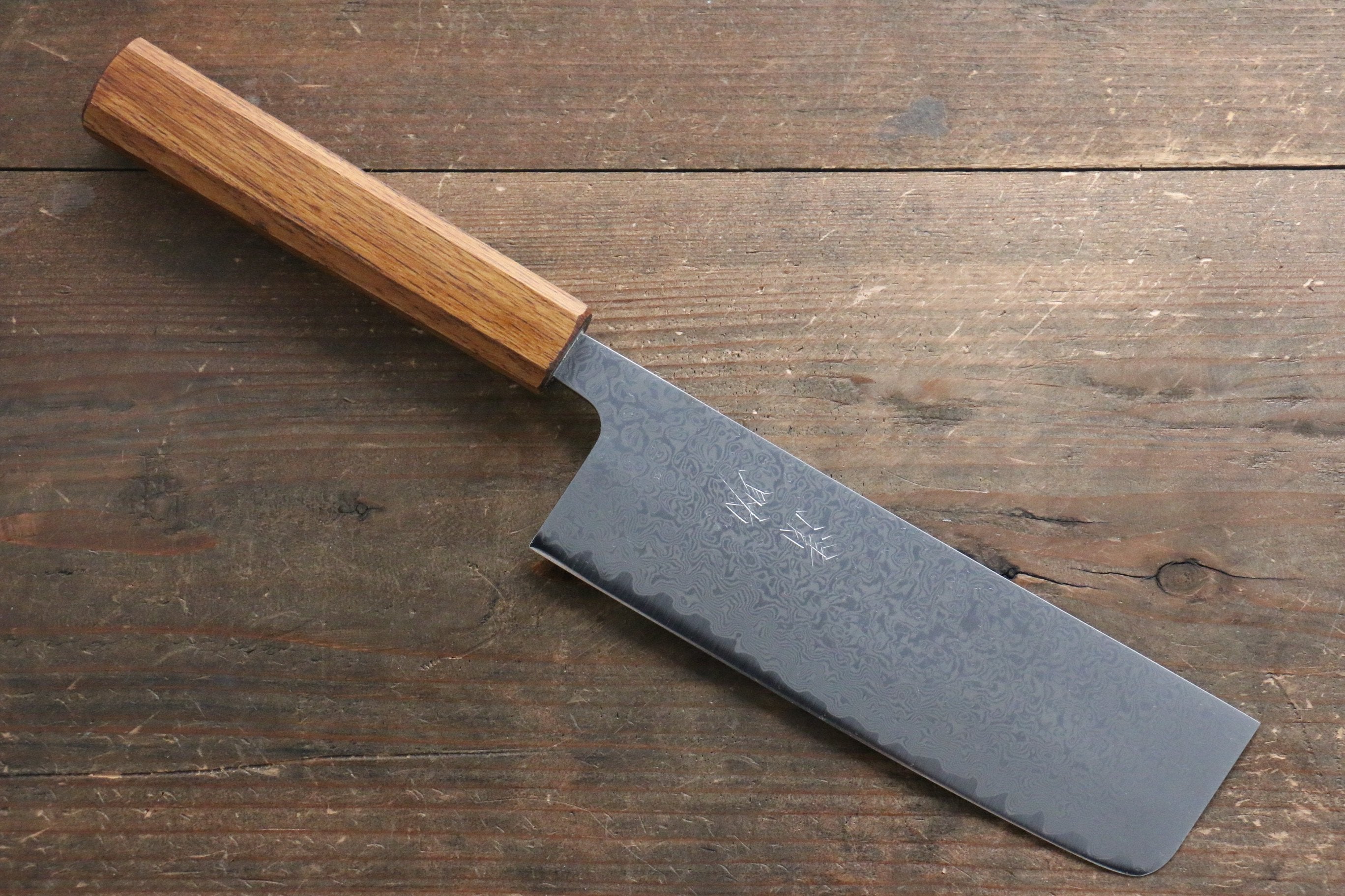 Seisuke SLD 49 Layer Damascus Nakiri 165mm Oak Handle - Japanny - Best Japanese Knife