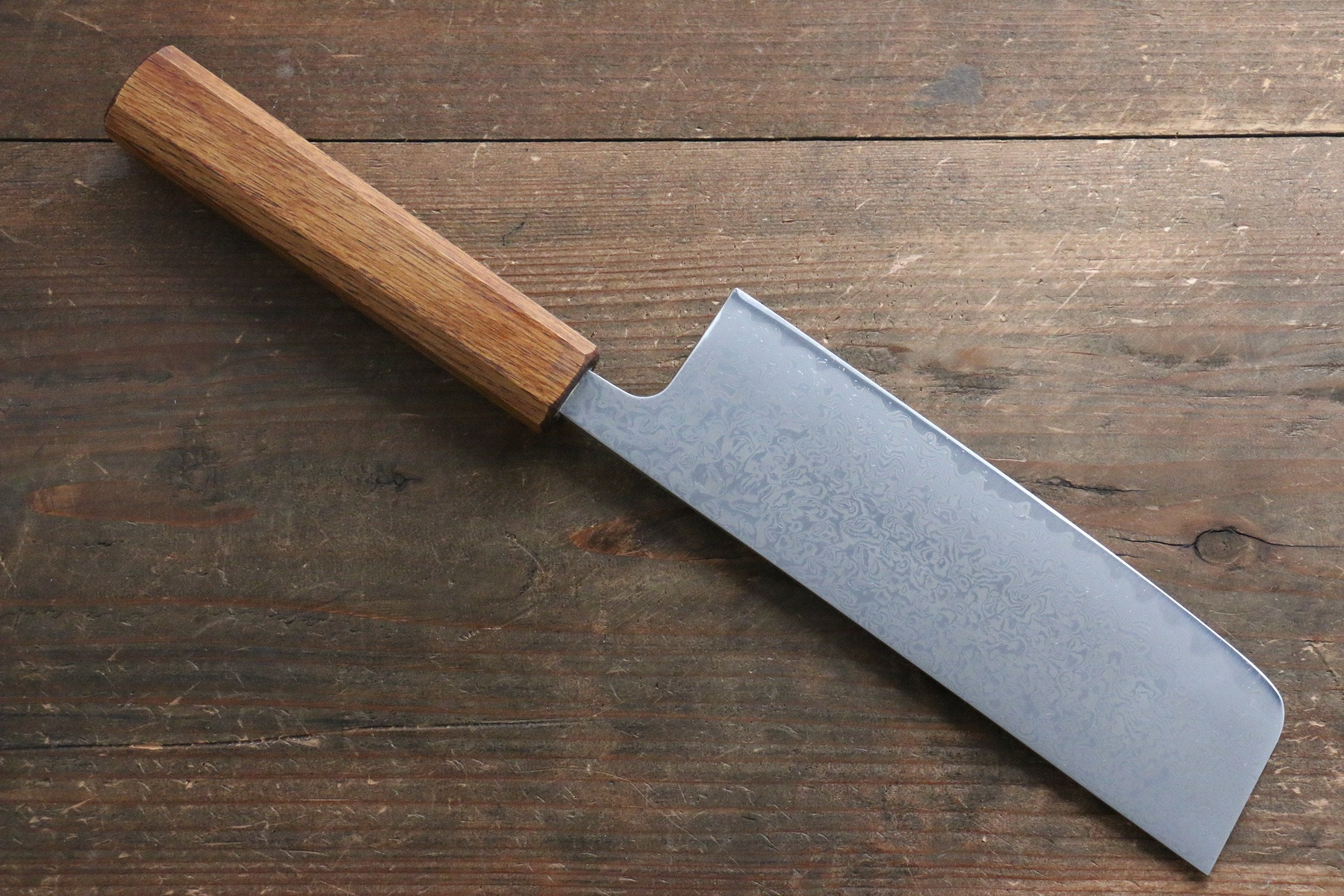 Seisuke SLD 49 Layer Damascus Nakiri 165mm Oak Handle - Japanny - Best Japanese Knife