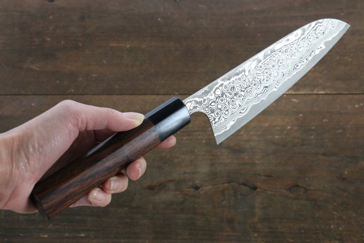 Nao Yamamoto SG2 Damascus Santoku 170mm Shitan Handle - Japanny - Best Japanese Knife