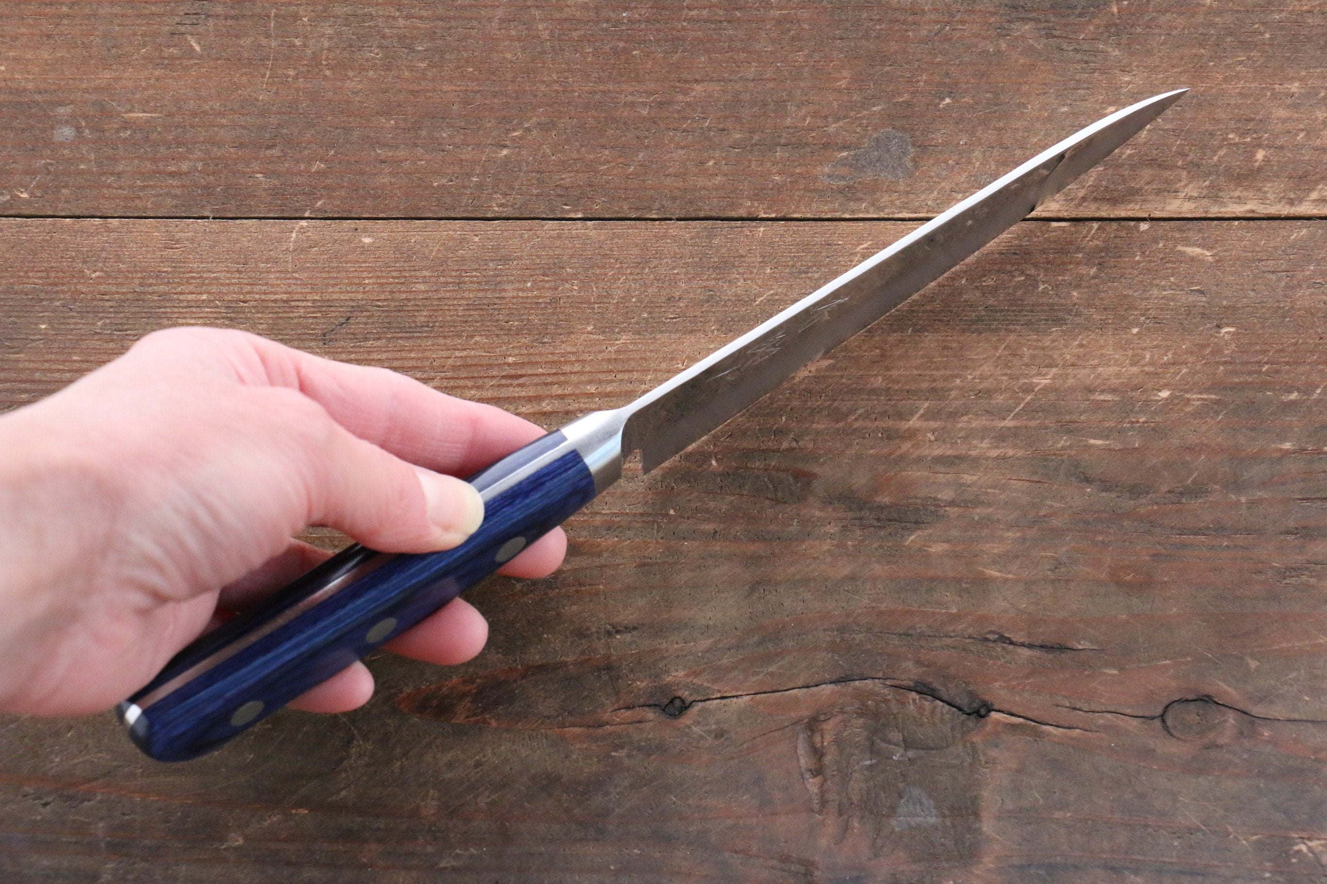Seisuke Seiun VG10 33 Layer Damascus Petty-Utility 135mm Blue Pakka wood Handle with Sheath - Japanny - Best Japanese Knife